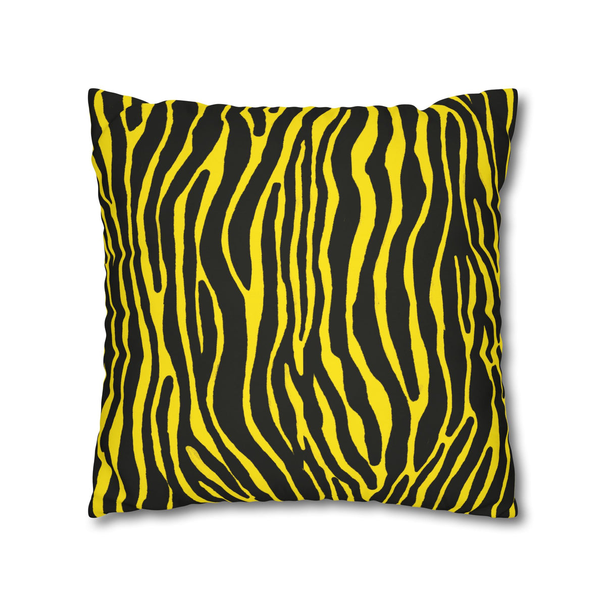 Yellow Black Zebra Print Pillowcase – Square Decorative Throw Pillow
