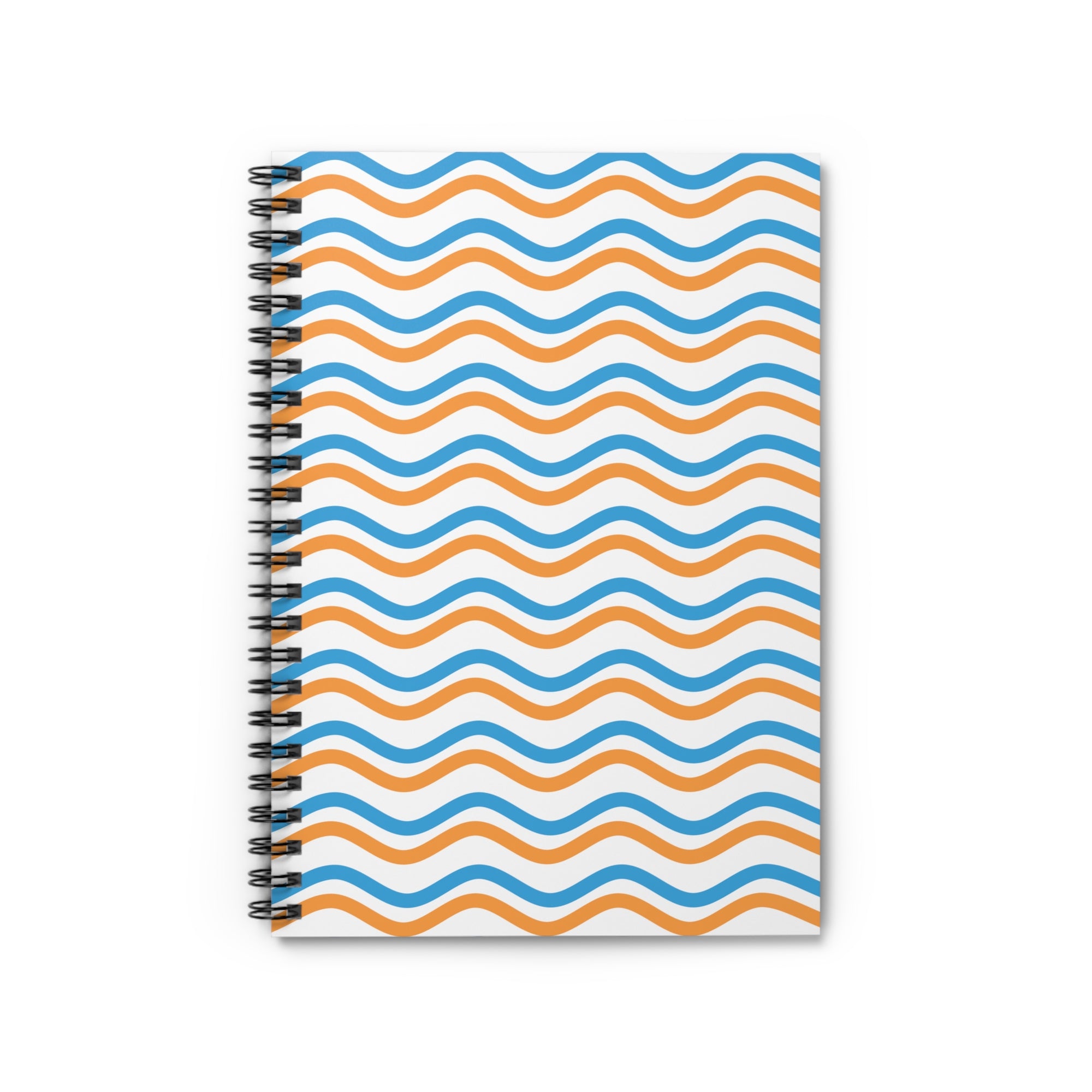Bronco Wavy Stripe Spiral Notebook — Blue & Orange Ruled Notebook