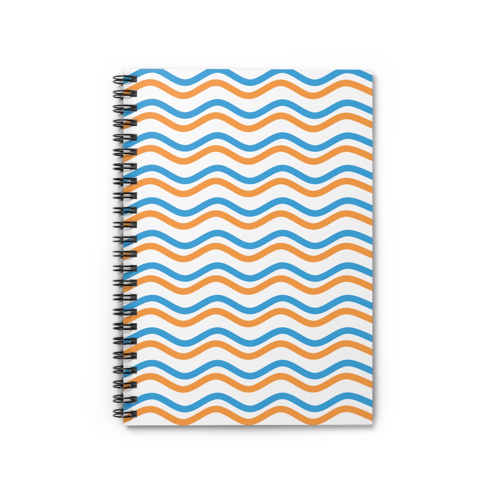 Bronco Wavy Stripe Spiral Notebook — Blue & Orange Ruled Notebook