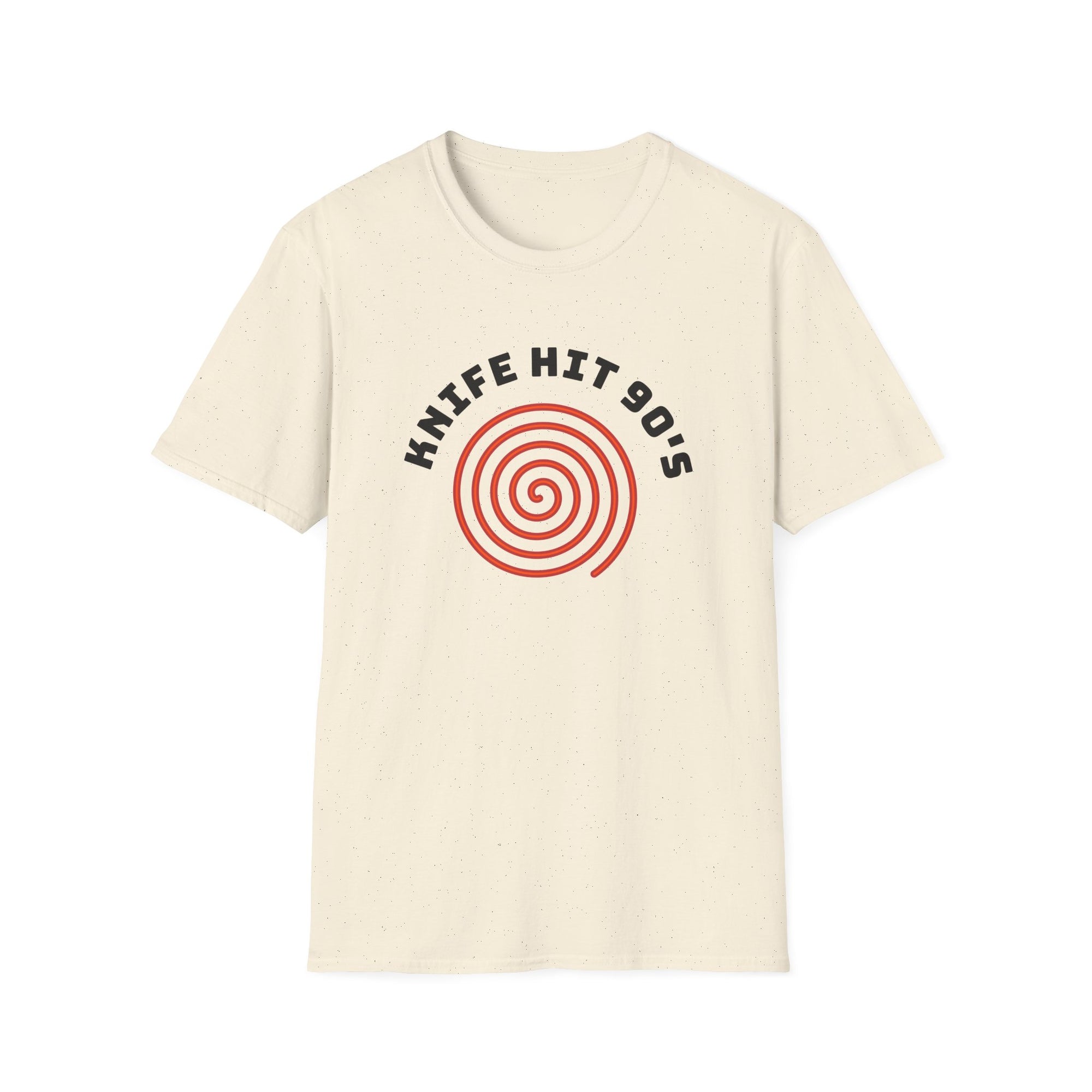 Knife Hit 90s spiral graphic T-Shirt | Freezer Buddy back print