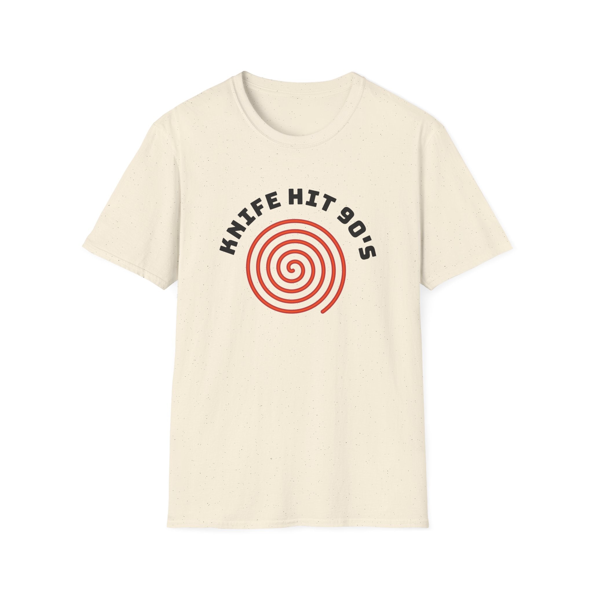 Knife Hit 90s spiral graphic T-Shirt | Freezer Buddy back print