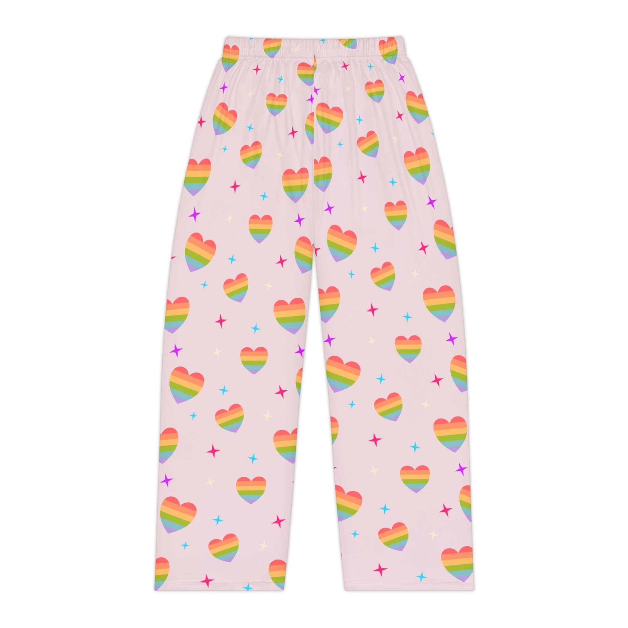 Rainbow Heart Pajama Pants — Women’s Pink Pride Lounge Pajamas