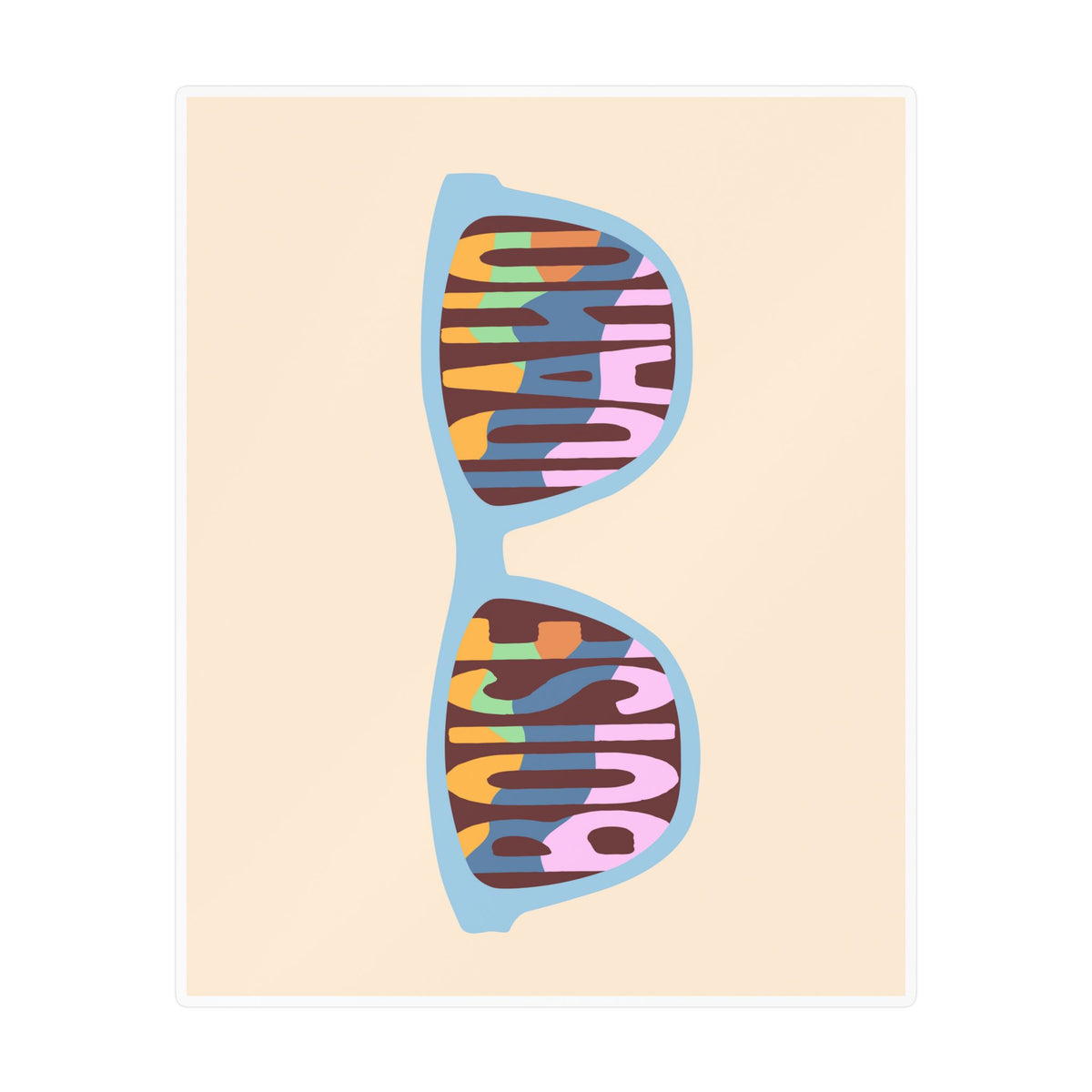 Boise, Idaho Sunglasses Kiss-Cut Vinyl Sticker — Colorful Retro Pattern Decal
