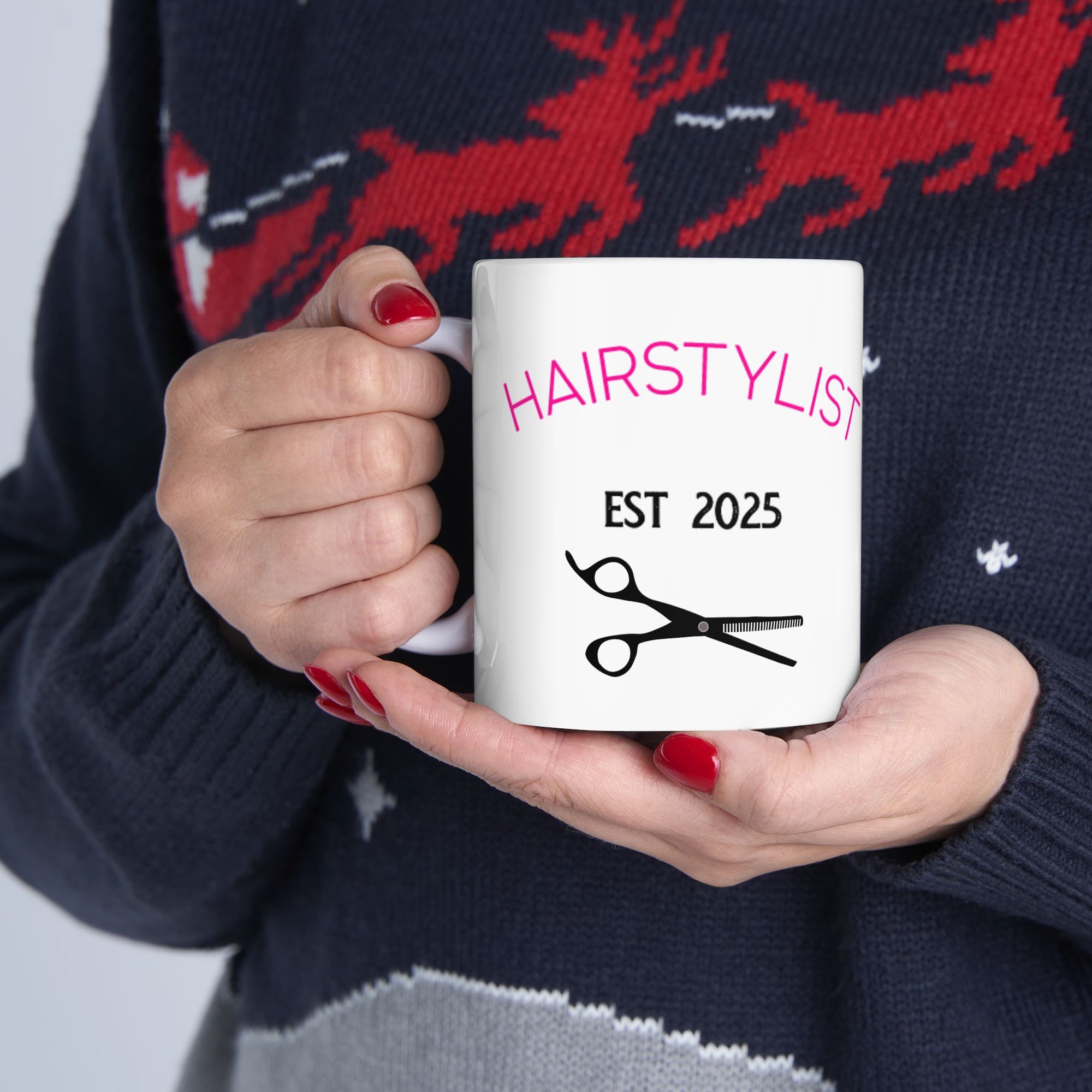 Hairstylist Coffee Mug — Gifts for Hairdressers with Scissors & Comb Design (11oz/15oz)