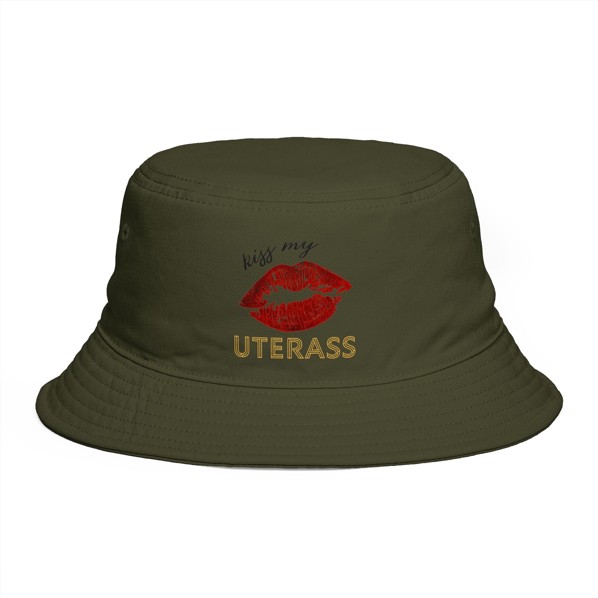 Bucket Hat — "Kiss My Uterass" Lip Print Feminist Statement Hat