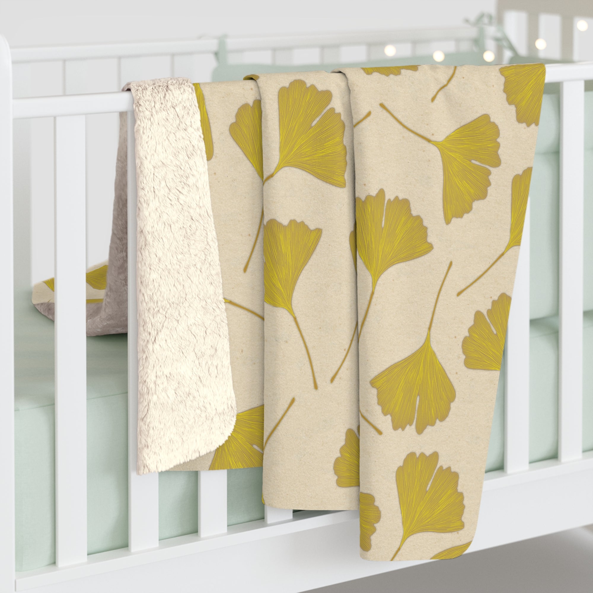 Ginkgo Leaf Sherpa Blanket