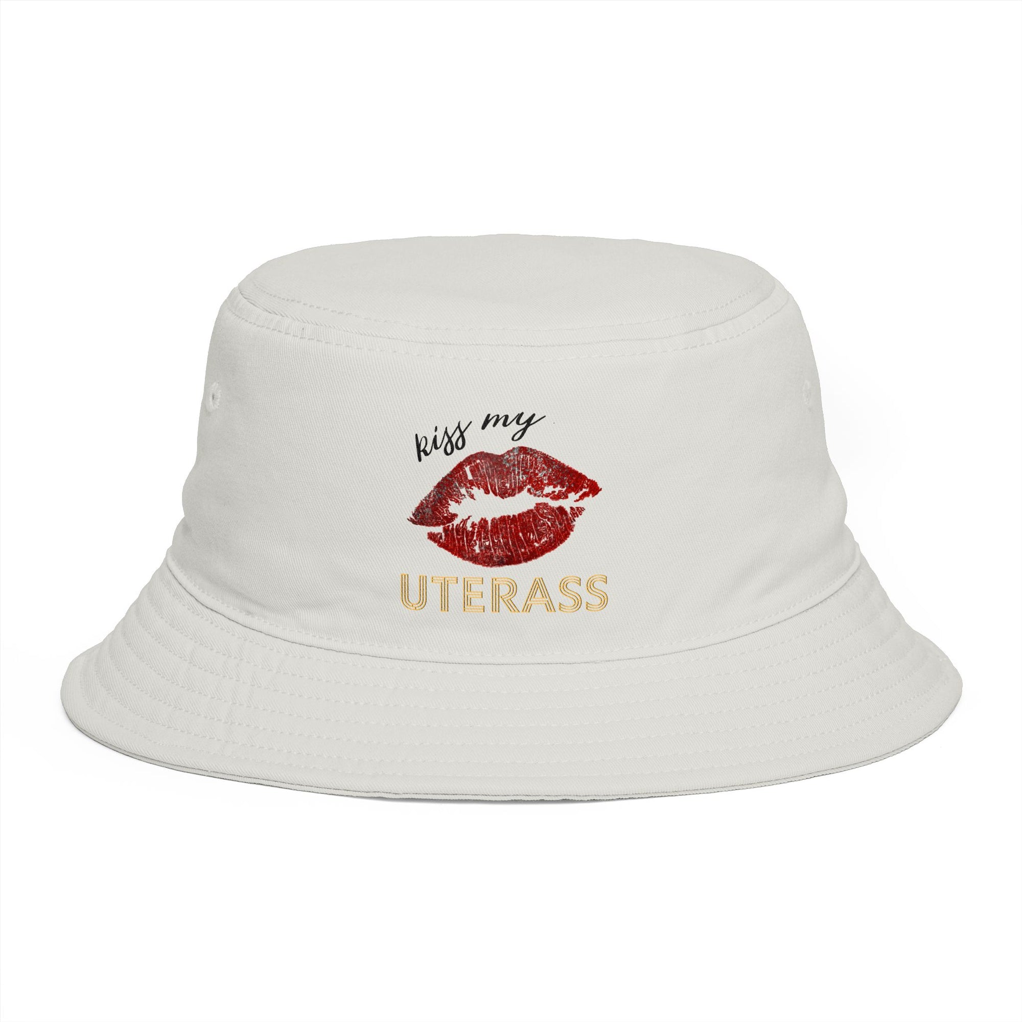 Bucket Hat — "Kiss My Uterass" Lip Print Feminist Statement Hat