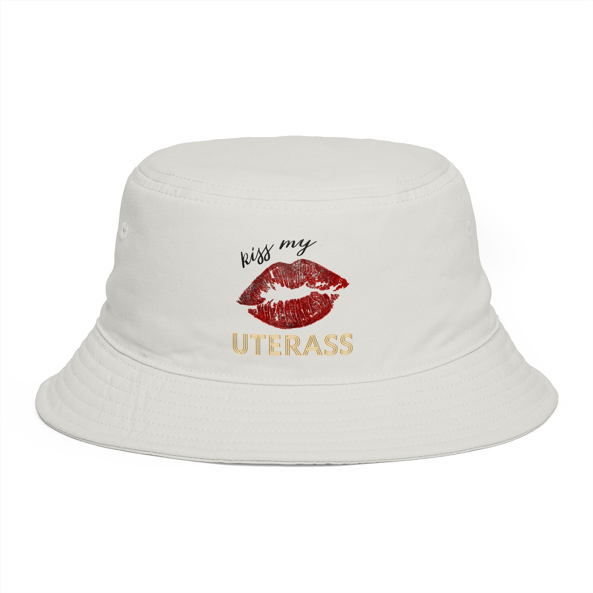 Bucket Hat — "Kiss My Uterass" Lip Print Feminist Statement Hat