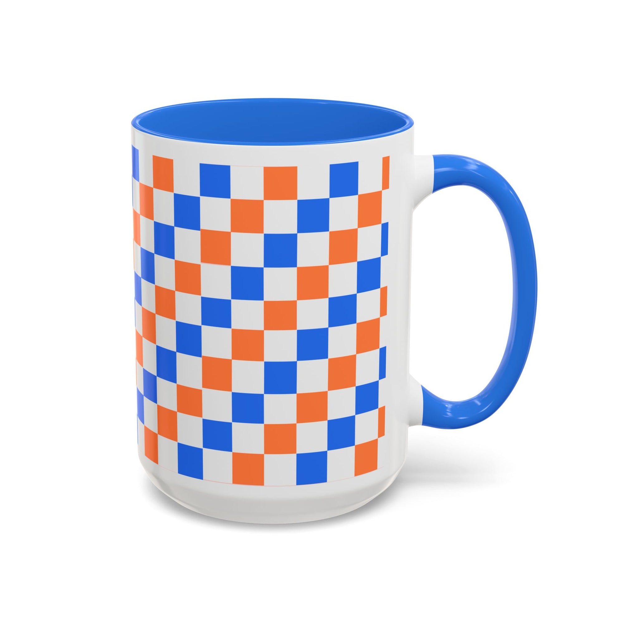 Blue & Orange Checkerboard Ceramic Mug (11oz/15oz)