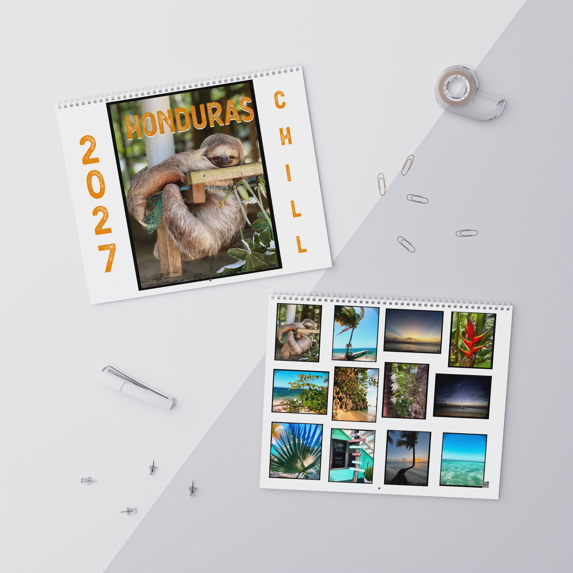 Roatan, Honduras Sloth Calendar, Beach Vibes 2027 Calendar