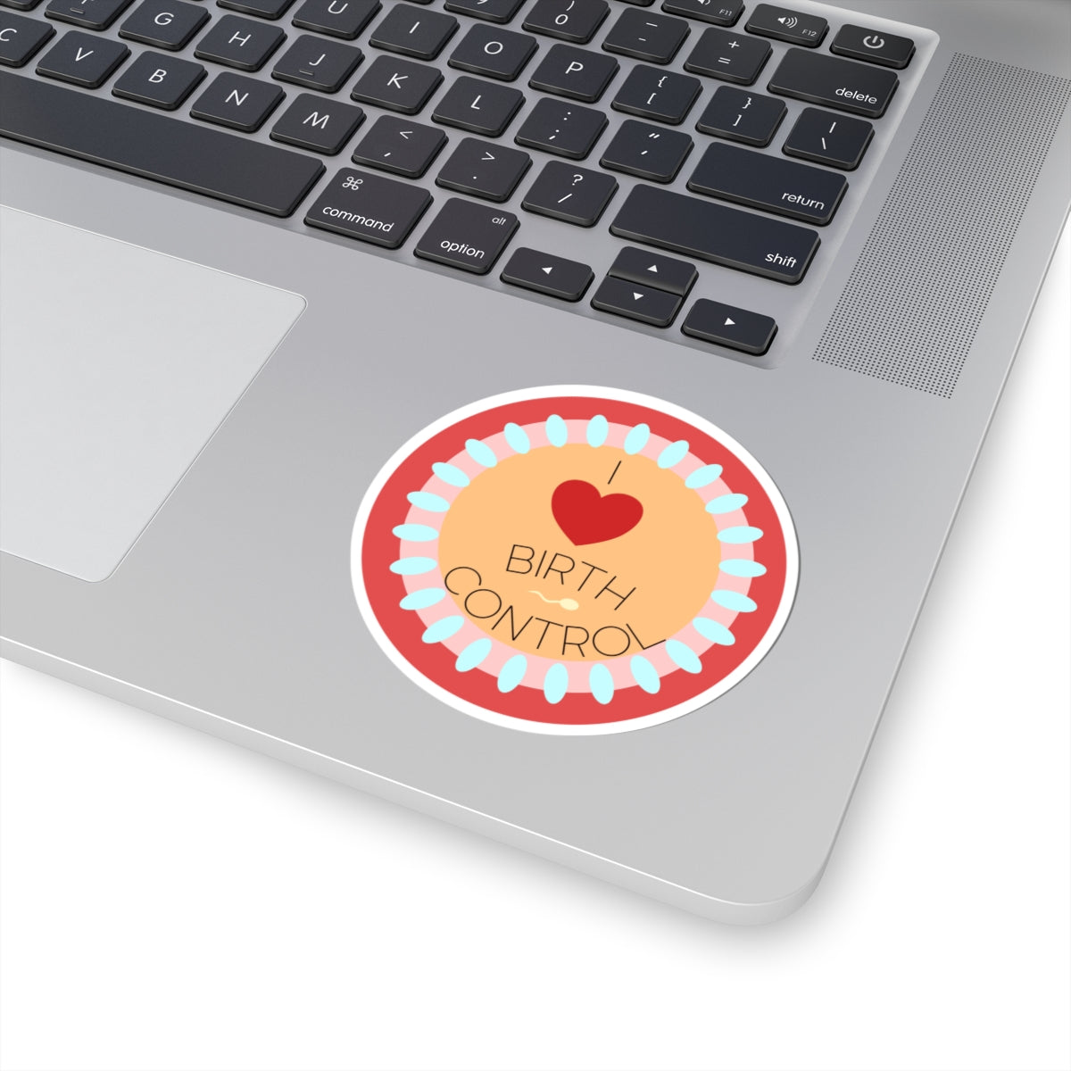 Birth Control Sticker — 'I Heart Birth Control' Round Kiss-Cut Vinyl