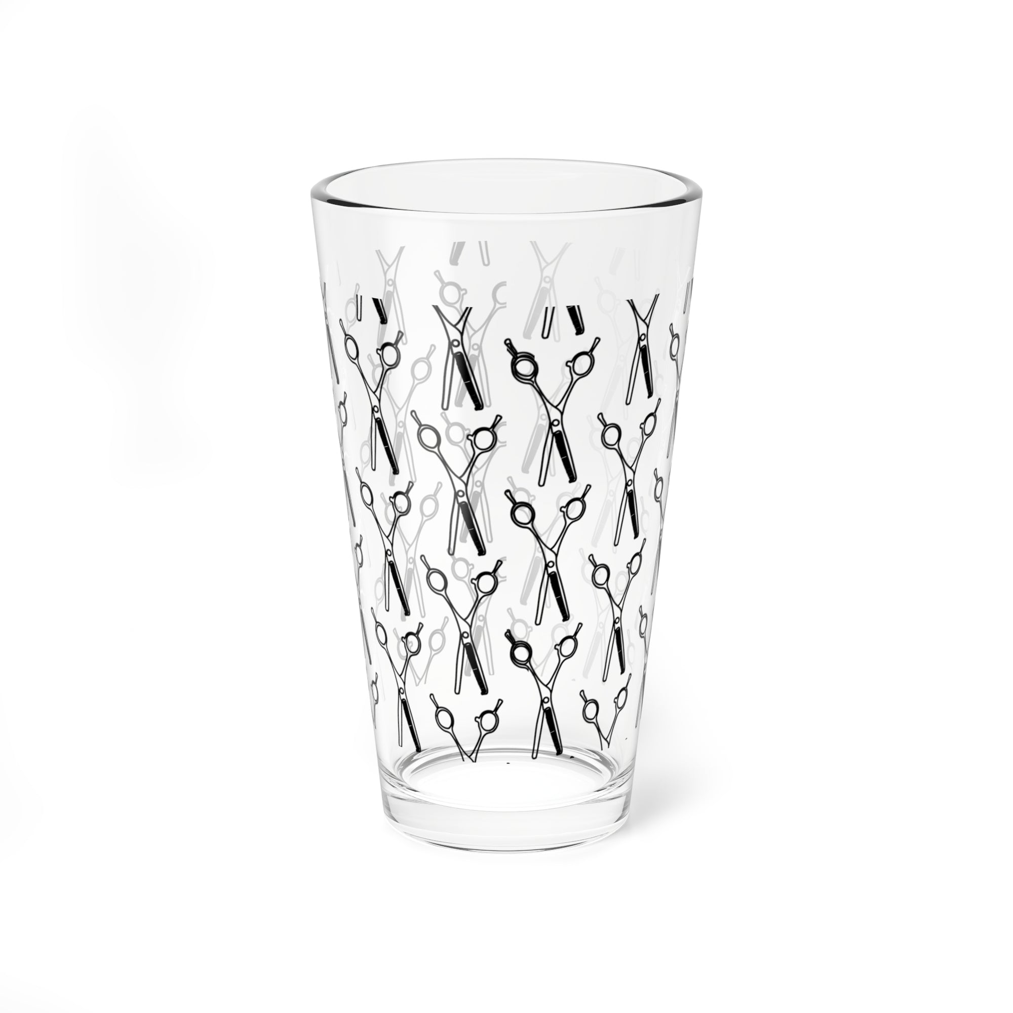Shears Pattern Mixing Glass, 16oz | Hairdresser Barber Tools Pint Glass