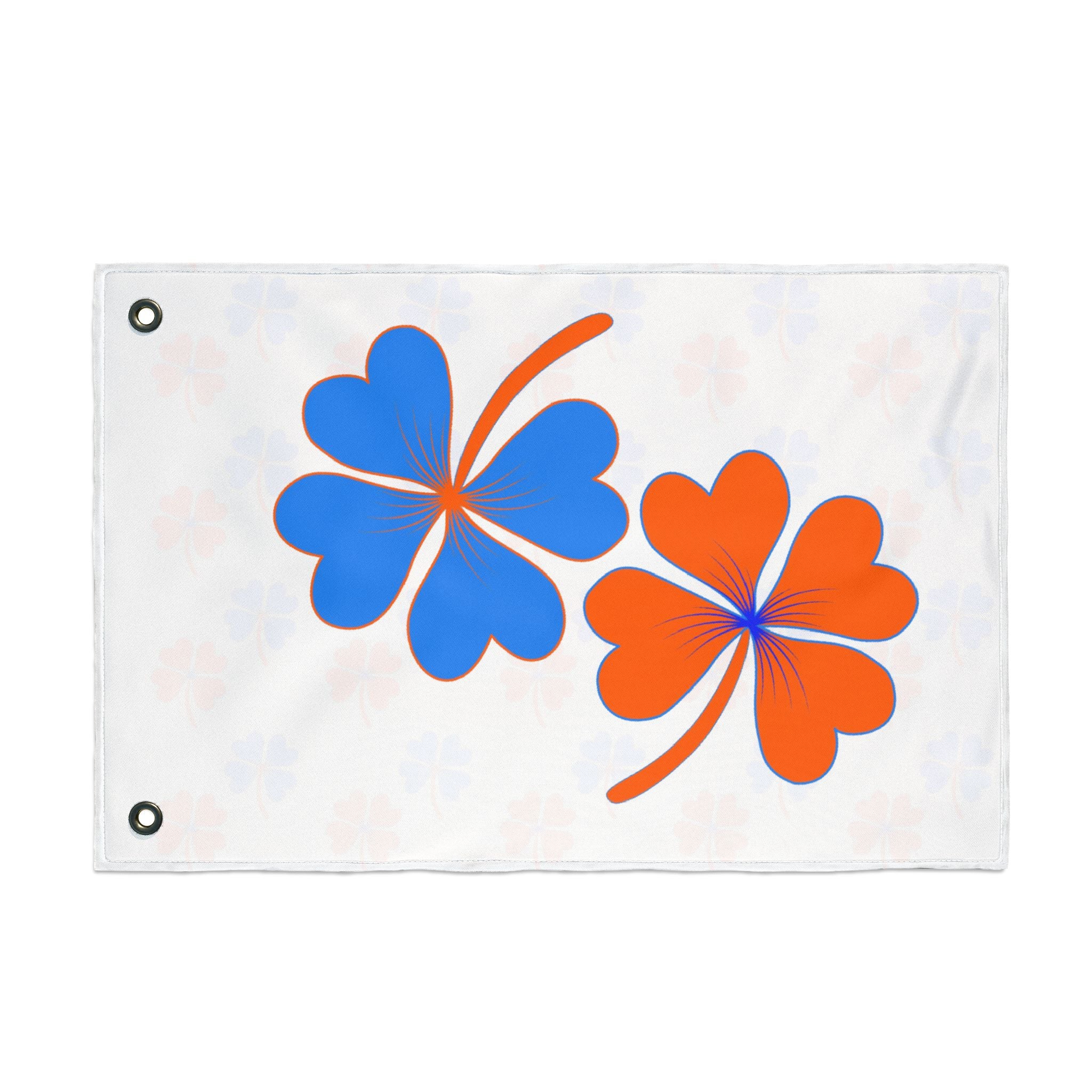 Bronco Lucky Shamrock Flag, Blue and Orange Game Day, Outdoor Flag, Festive Yard Decor, Celebratory Banner