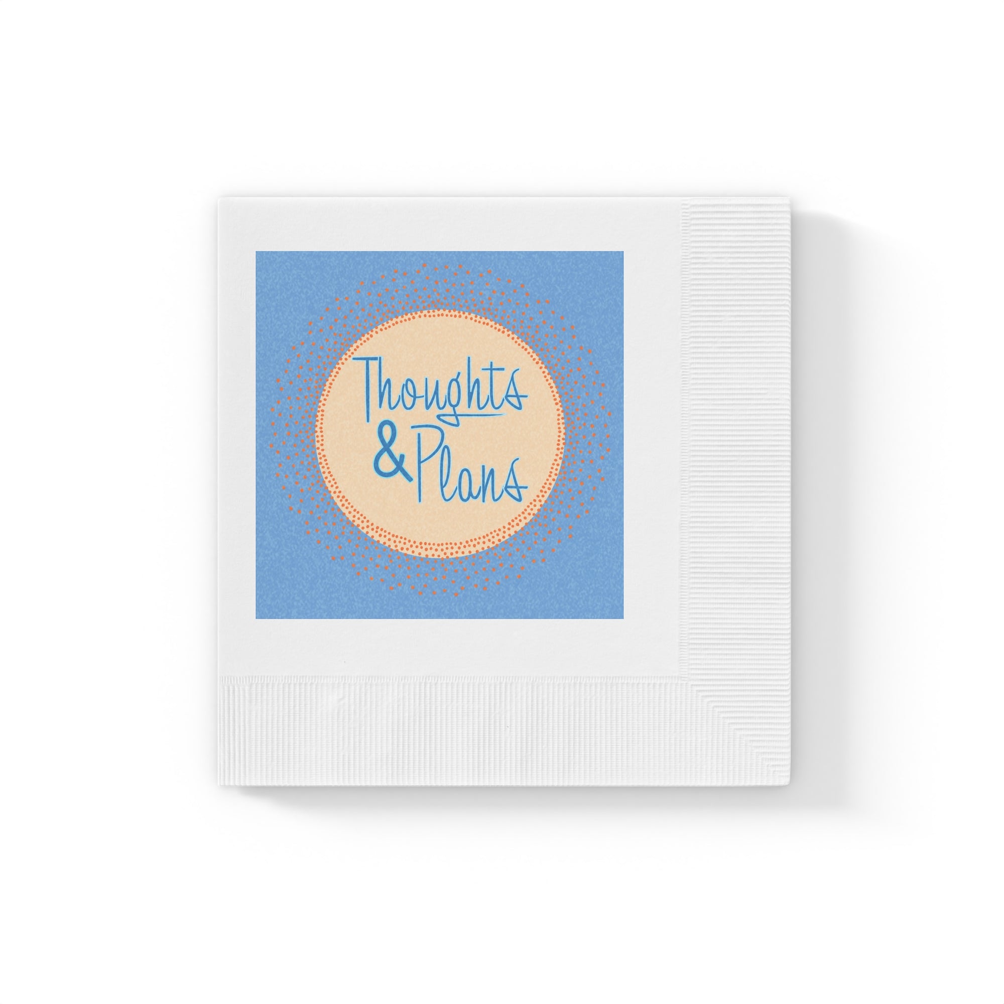 Thoughts & Plans Cocktail Napkins — Blue & Gold Party Napkins
