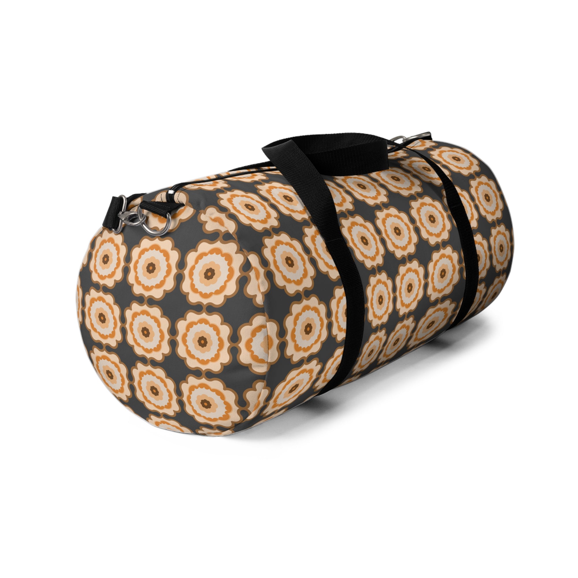 Retro Floral Pattern Duffel Bag – Beige Brown Boho Travel Gym Tote