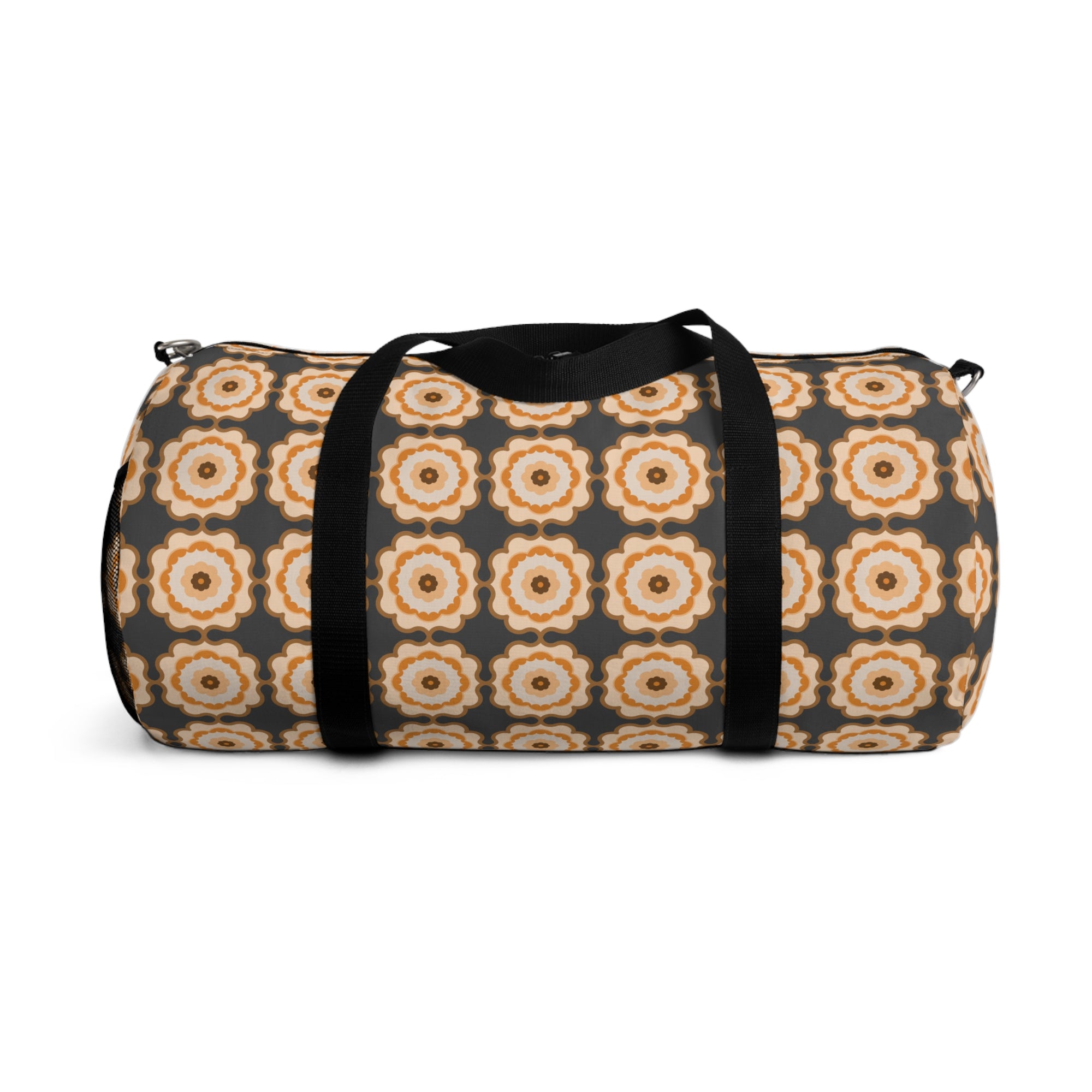Retro Floral Pattern Duffel Bag – Beige Brown Boho Travel Gym Tote