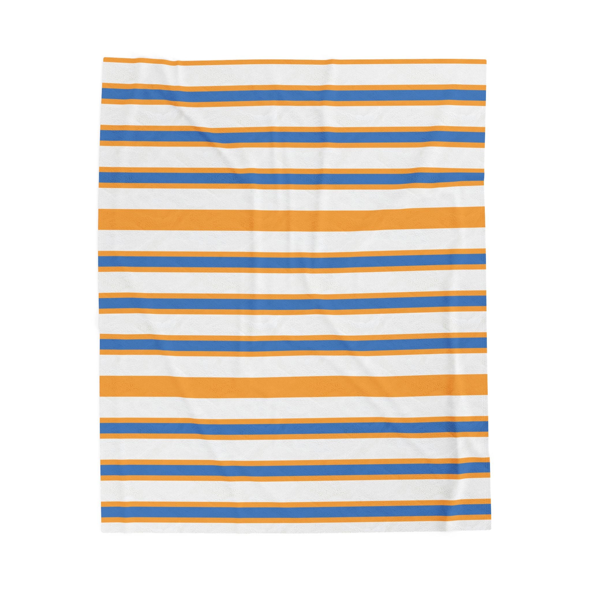 Striped Velveteen Plush Blanket – Retro Gold & Blue Cozy Throw