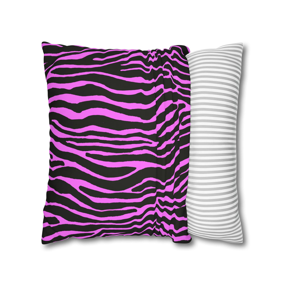 Pink & Black Zebra Print Pillowcase – Square Decorative Throw Pillow