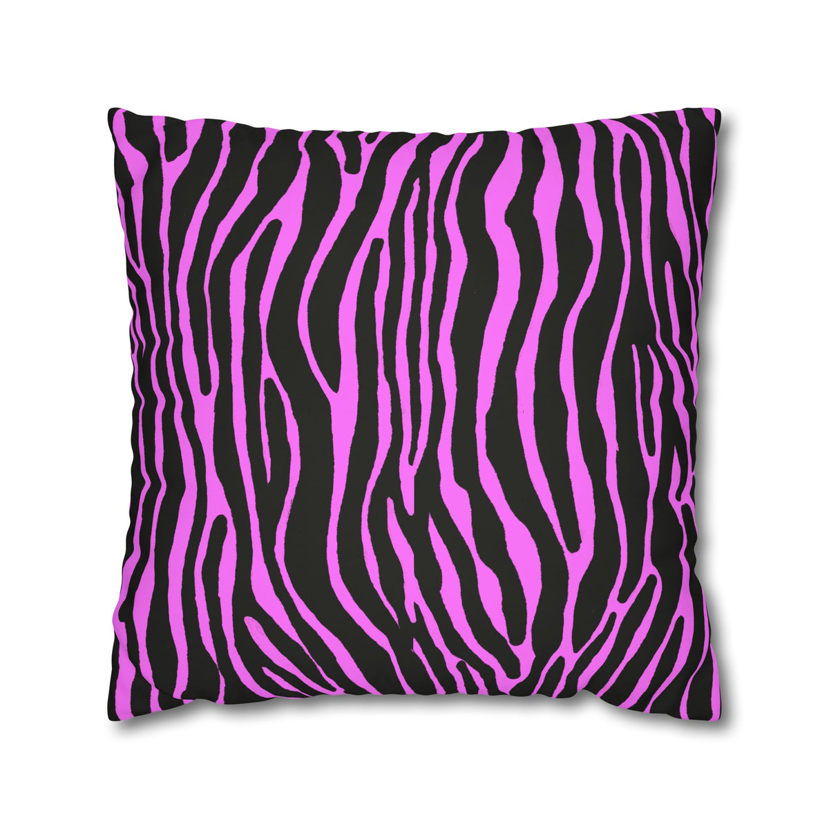 Pink & Black Zebra Print Pillowcase – Square Decorative Throw Pillow