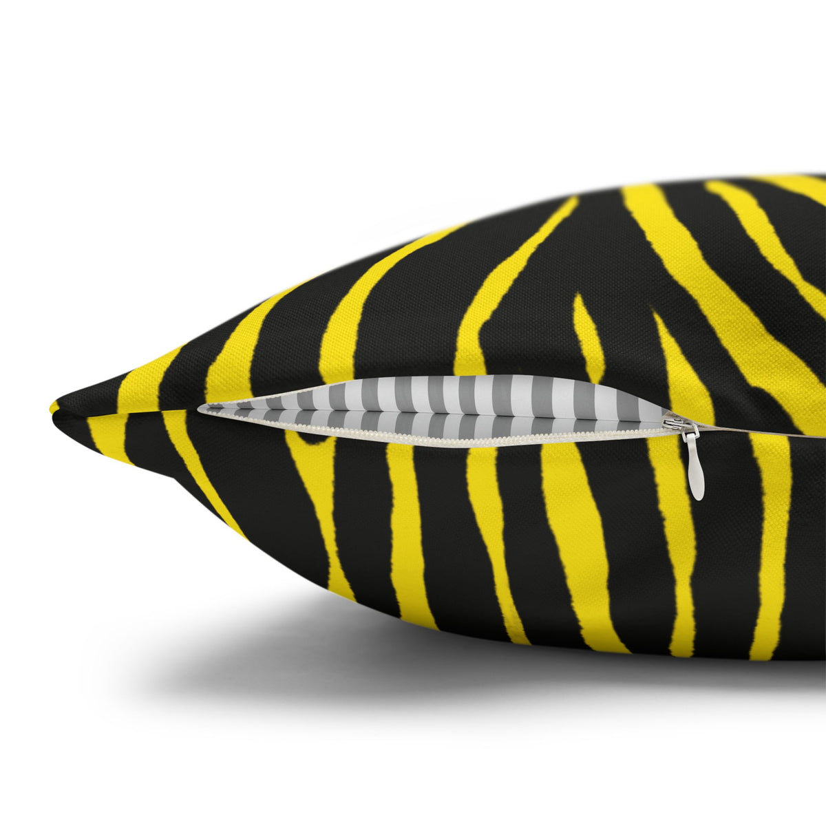 Yellow Black Zebra Print Pillowcase – Square Decorative Throw Pillow