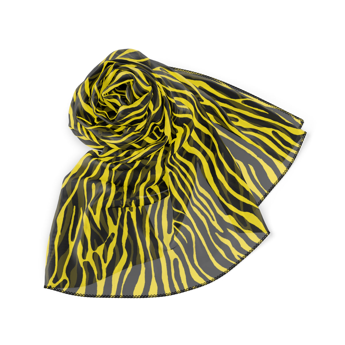 Yellow Black Zebra Print Scarf — Lightweight Polyester Fashion Wrap
