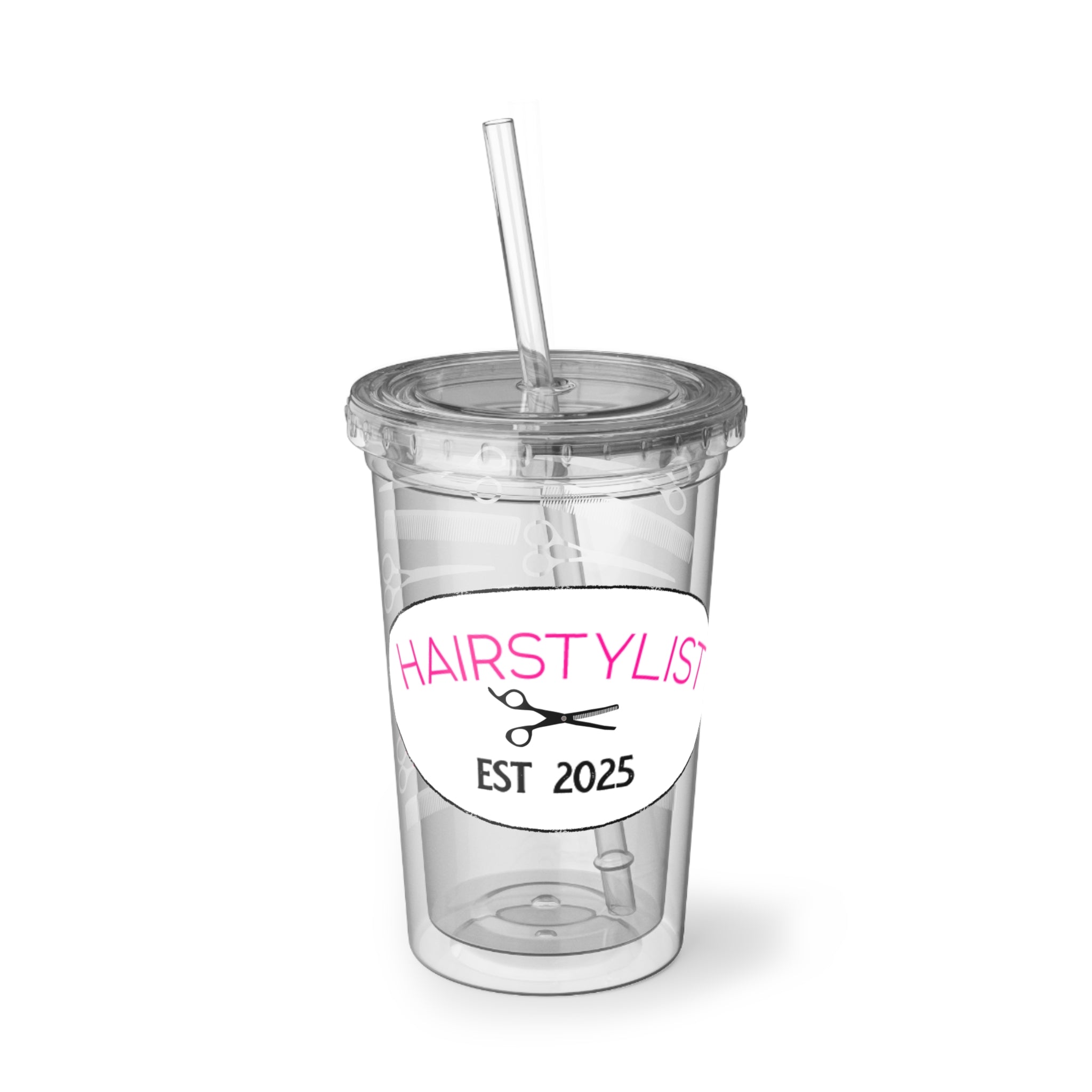 Stylist Scissors Acrylic Tumbler with Straw — Hairdresser Cup