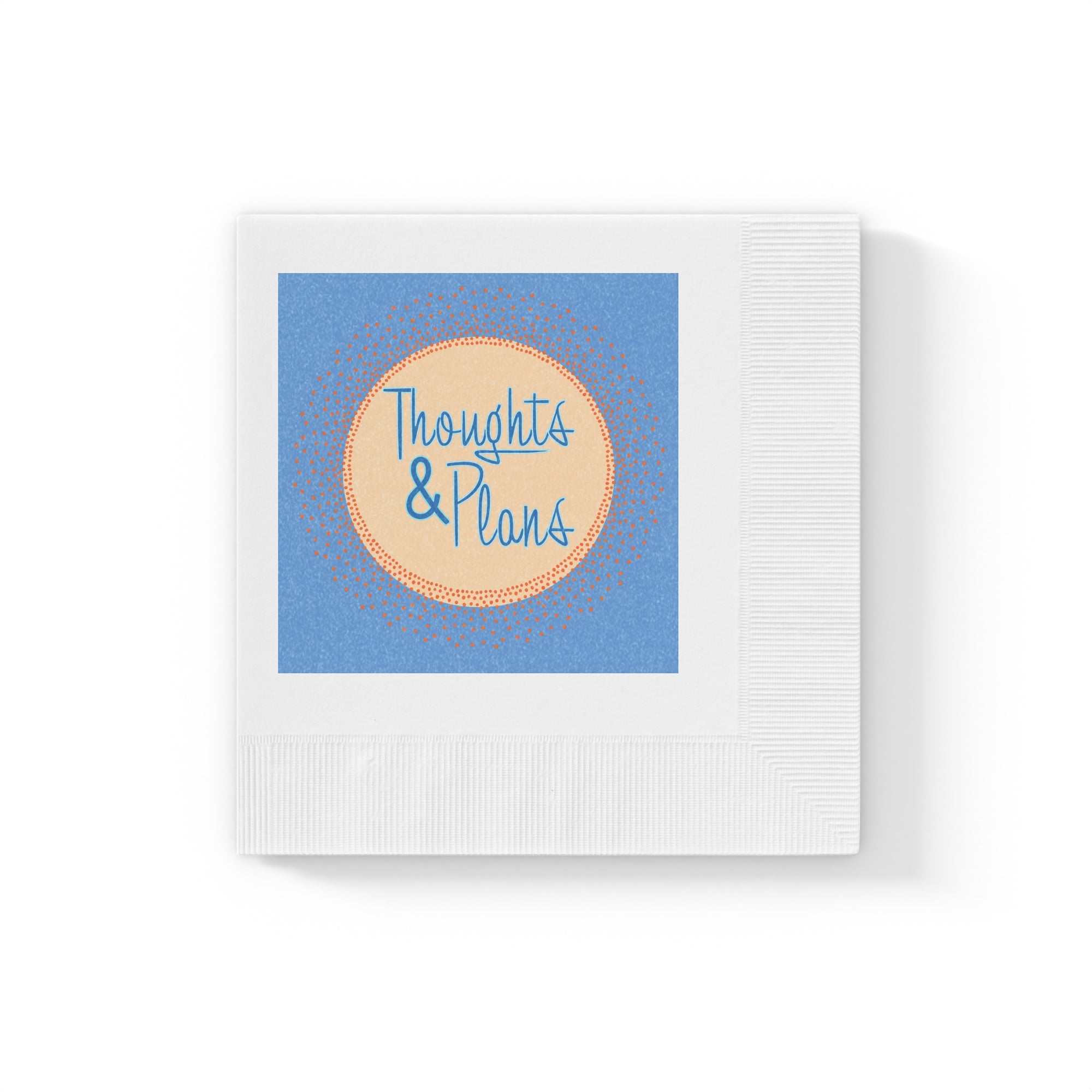 Thoughts & Plans Cocktail Napkins — Blue & Gold Party Napkins