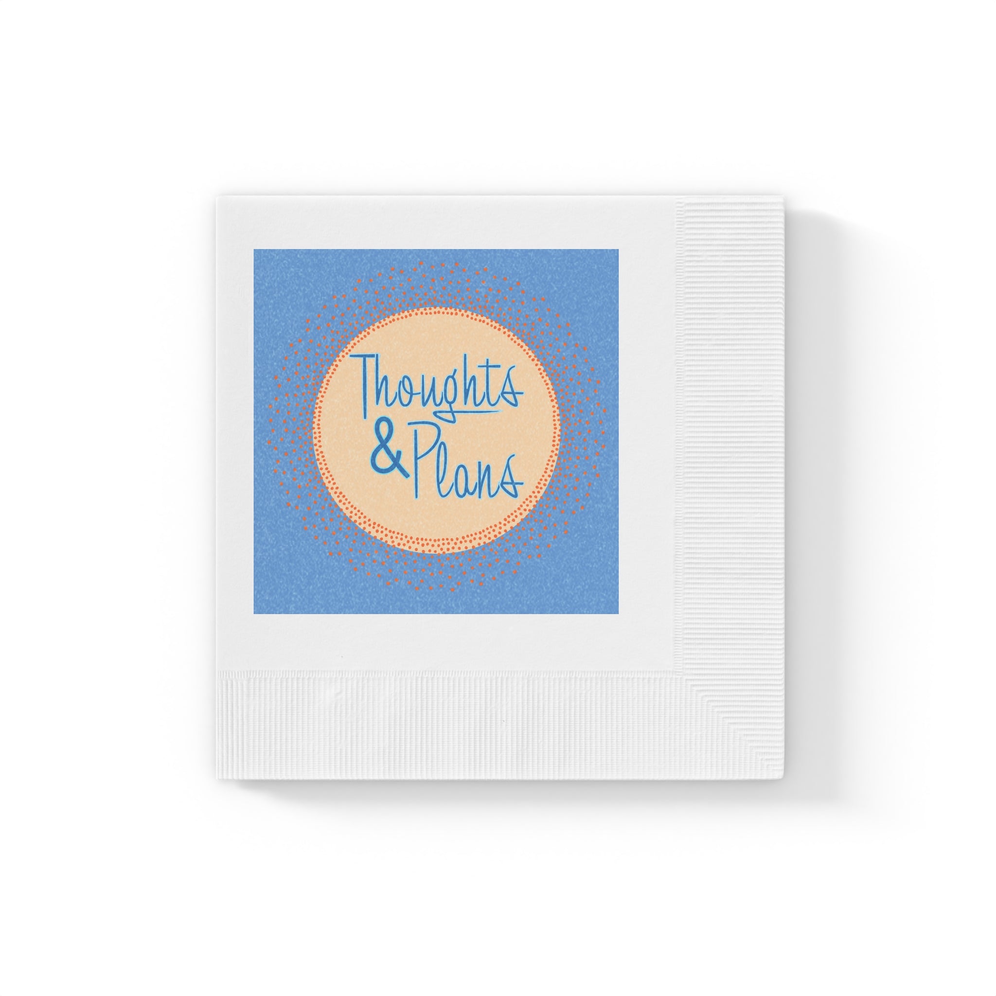 Thoughts & Plans Cocktail Napkins — Blue & Gold Party Napkins