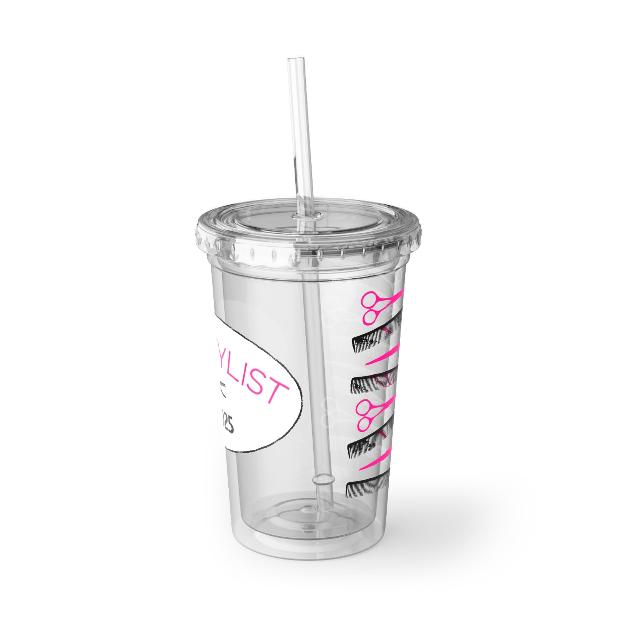 Stylist Scissors Acrylic Tumbler with Straw — Hairdresser Cup