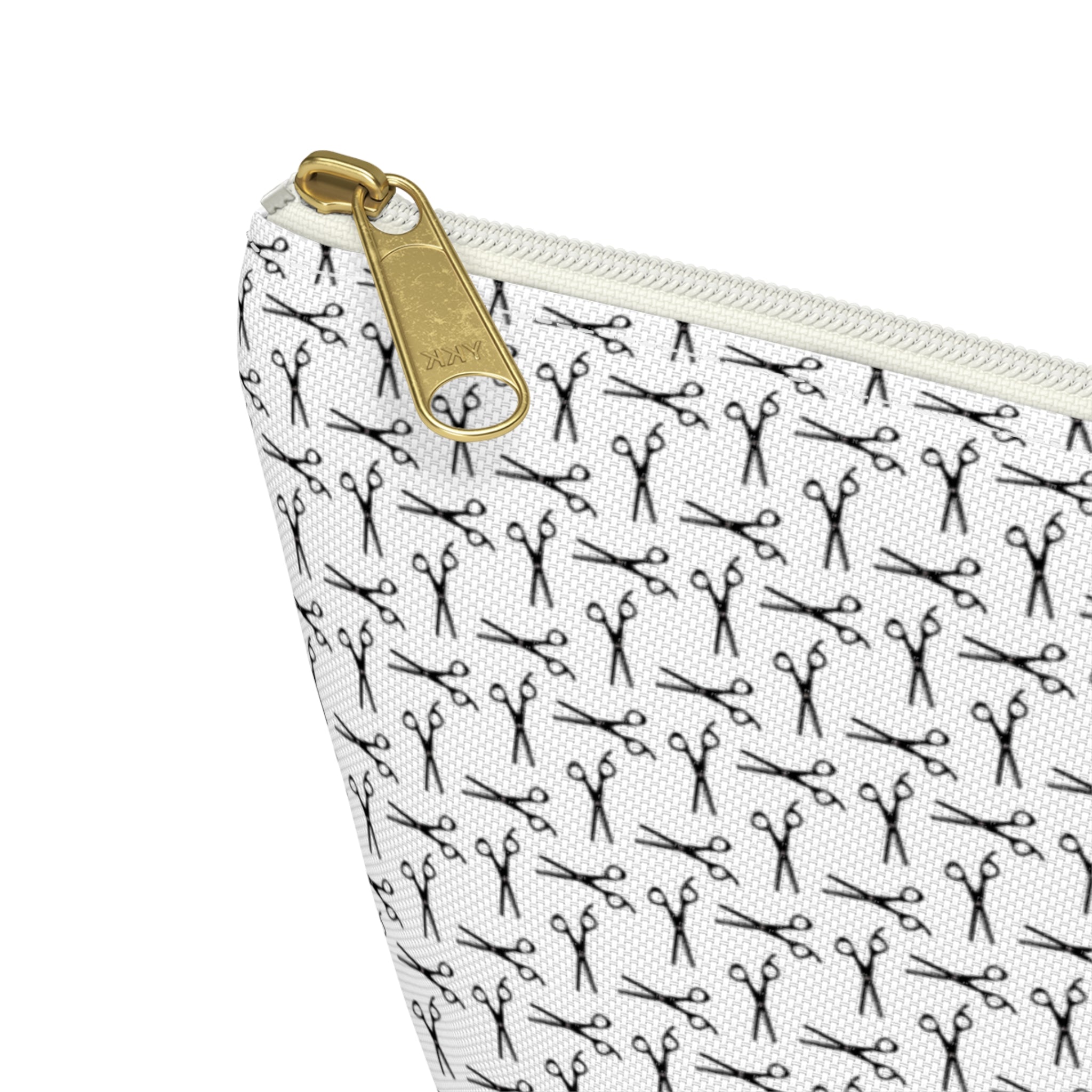 Shears Pattern Accessory Pouch — Minimal Grey Pattern Makeup & Travel Organizer