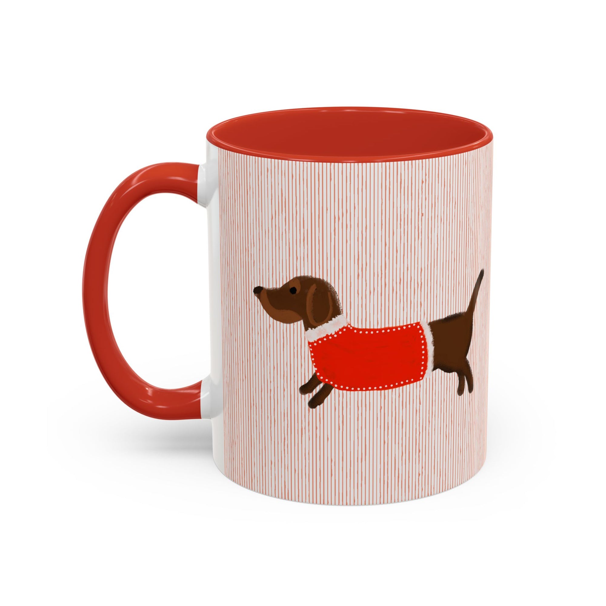 Dachshund Coffee Mug - Wiener Dog in Red Sweater Accent Mug