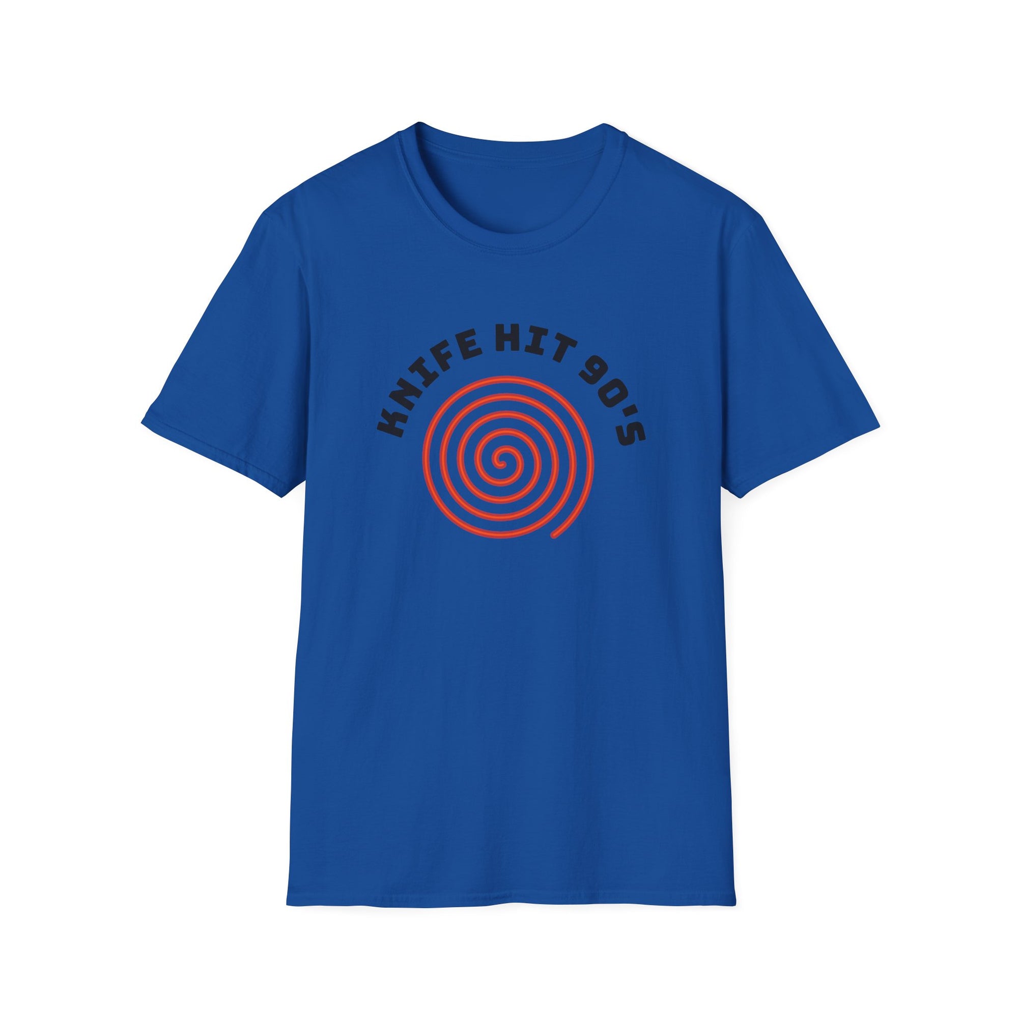 Knife Hit 90s spiral graphic T-Shirt | Freezer Buddy back print