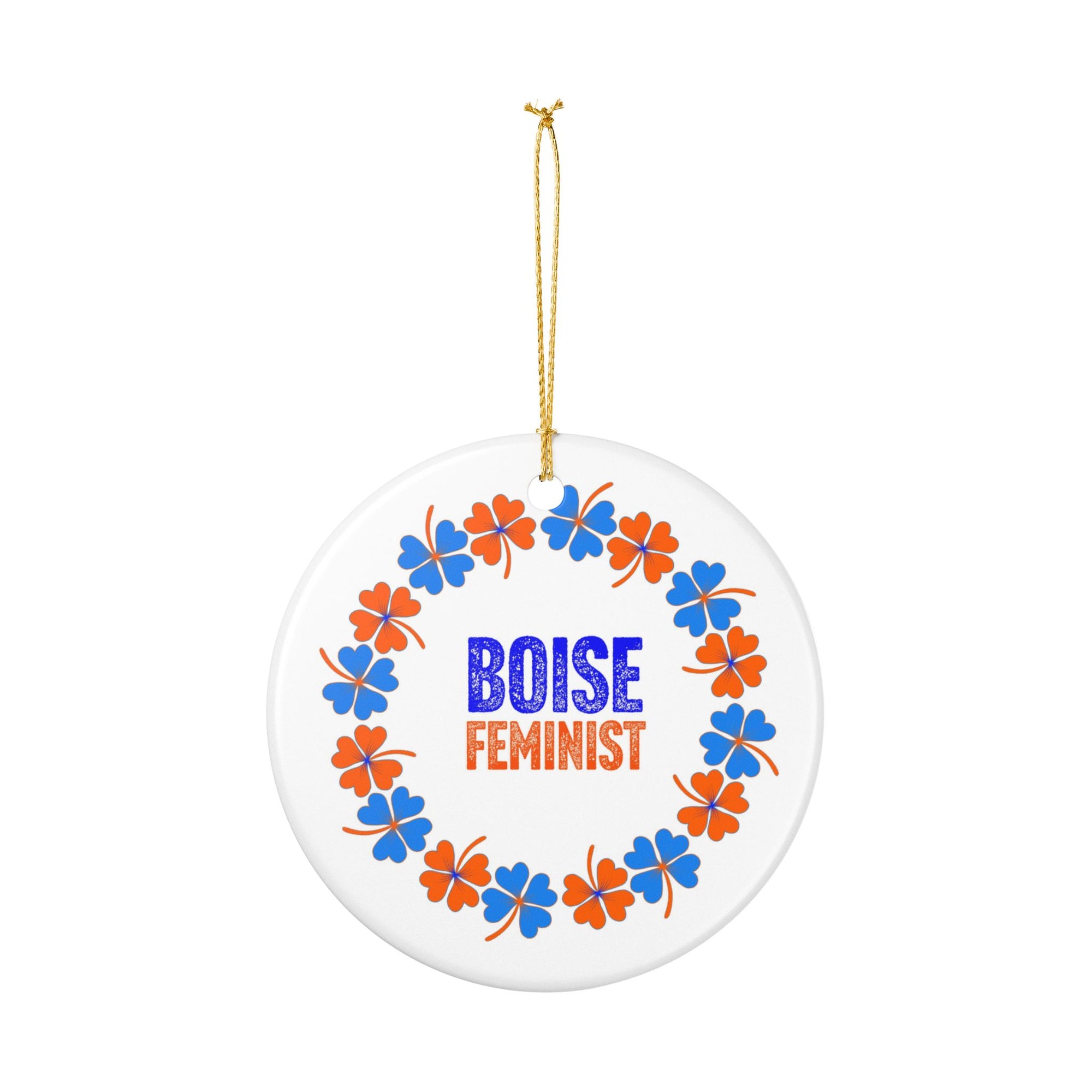 Feminist Ceramic Ornament, Boise Holiday Decor
