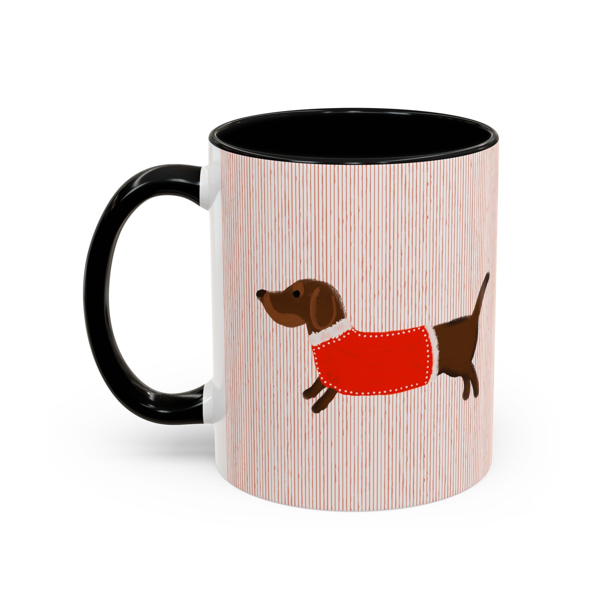 Dachshund Coffee Mug - Wiener Dog in Red Sweater Accent Mug