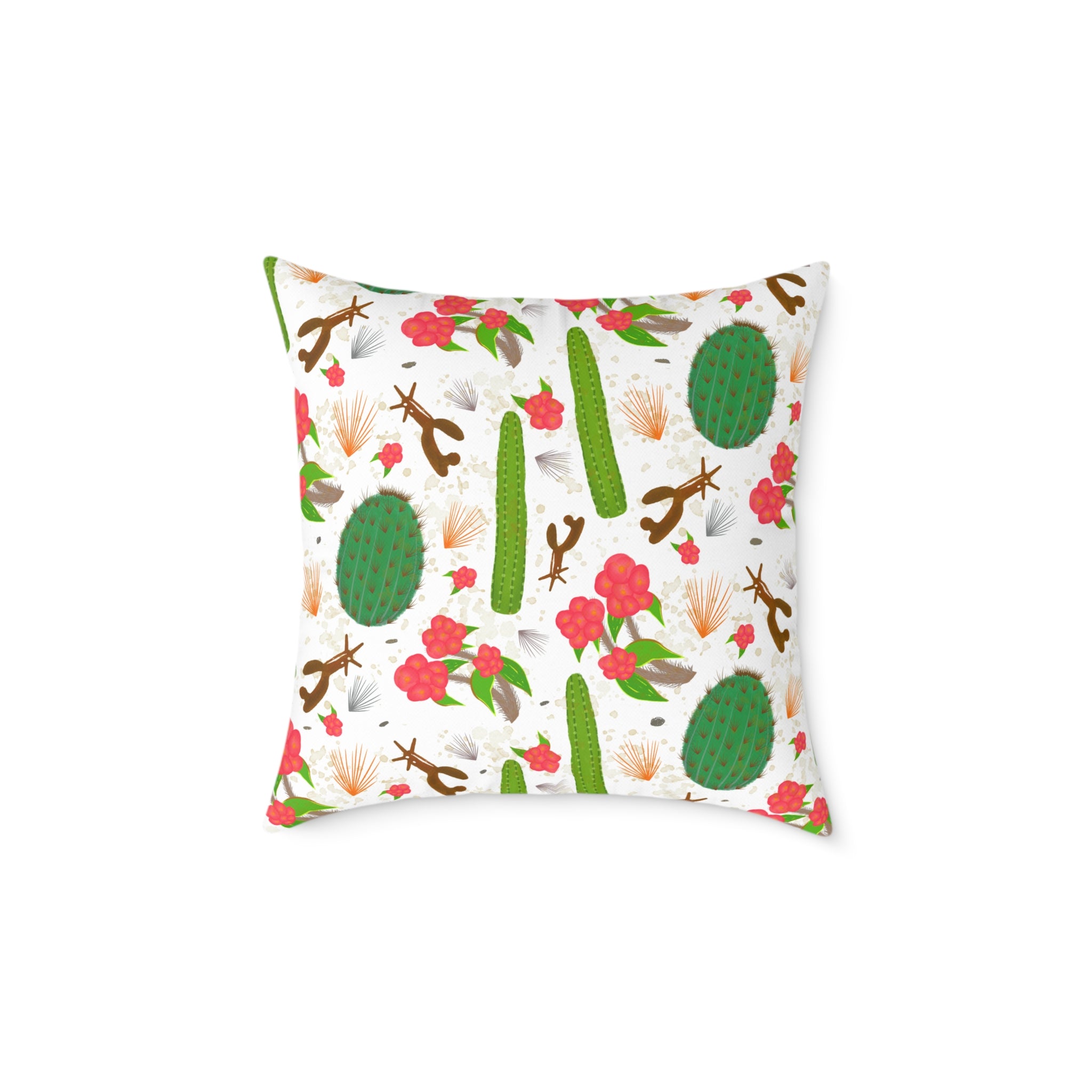 Cactus Pattern Square Pillow — Prickly Paradise Throw Cushion