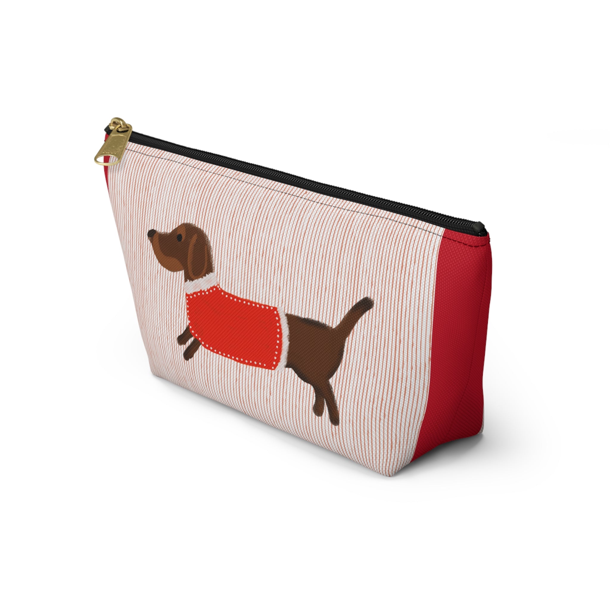 Dachshund in Red Sweater Accessory Pouch