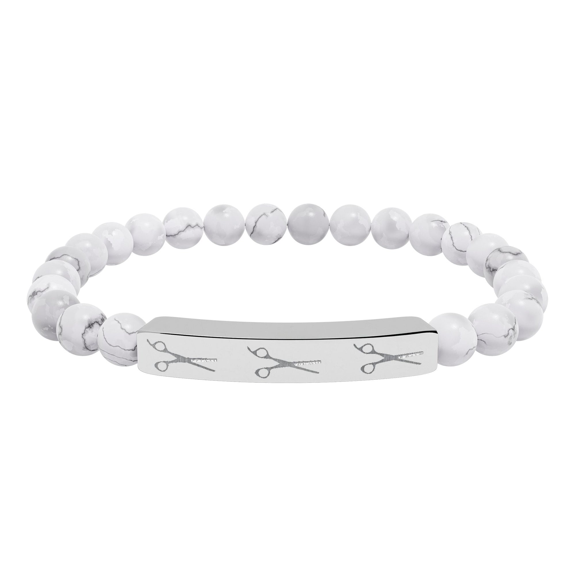 Shears Engravable Natural Stone Stretch Bar Bracelet — Personalized Healing Bead Bracelet