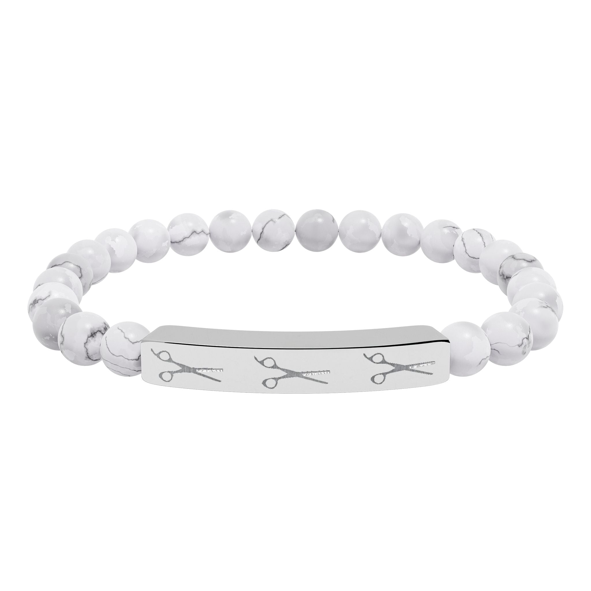 Shears Engravable Natural Stone Stretch Bar Bracelet — Personalized Healing Bead Bracelet