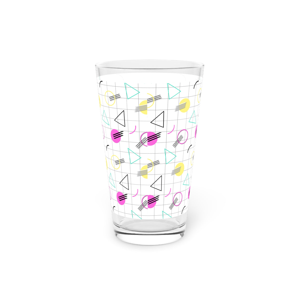 16oz Pint Glass — Retro 80s Memphis Pattern Beer Glass