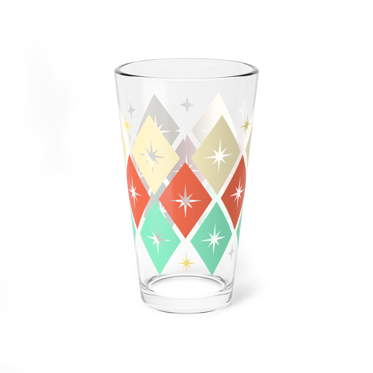 Mid-Century Diamond Mixing Glass — 16oz Retro Cocktail Shaker Glass