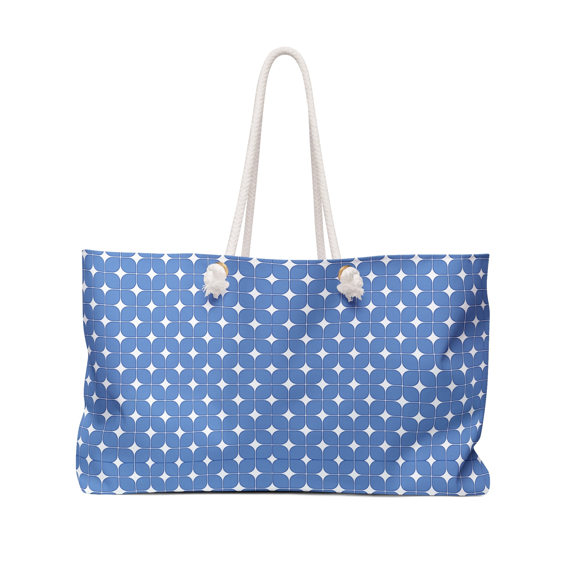 Blue Geo Star Pattern Weekender Bag – Large Travel Tote for Beach & Weekend Getaways