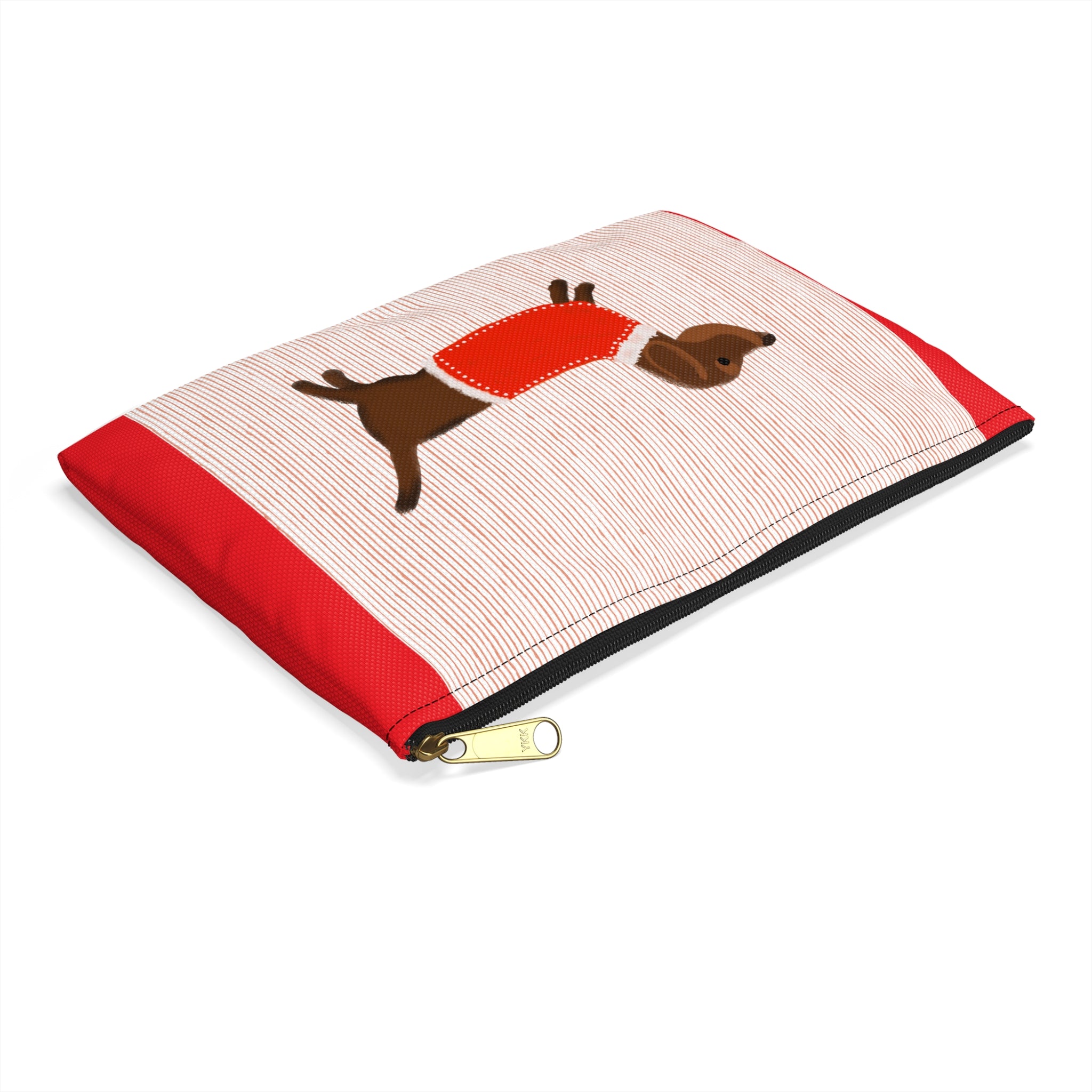 Dachshund Pouch — Cute Wiener Dog Accessory Bag with Red Sweater