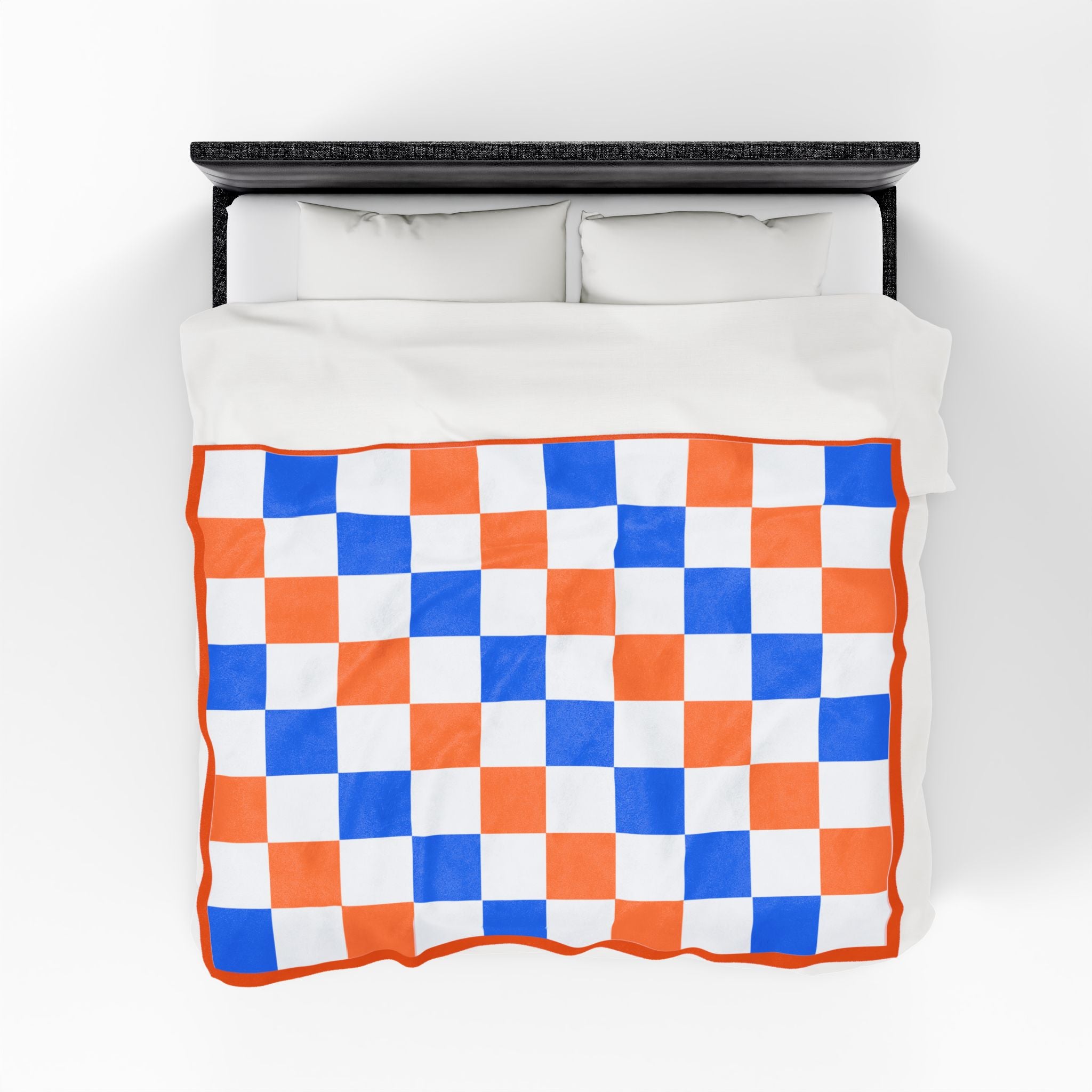 Broncos Checkered Velveteen Plush Blanket