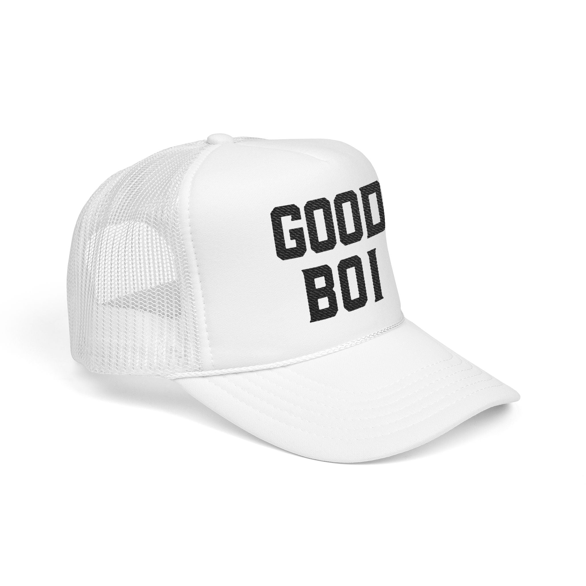 Good Boi Embroidered Trucker Hat — Classic Foam Mesh Cap