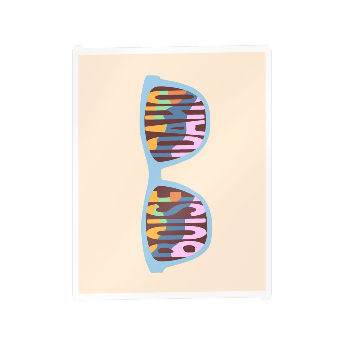 Boise, Idaho Sunglasses Kiss-Cut Vinyl Sticker — Colorful Retro Pattern Decal