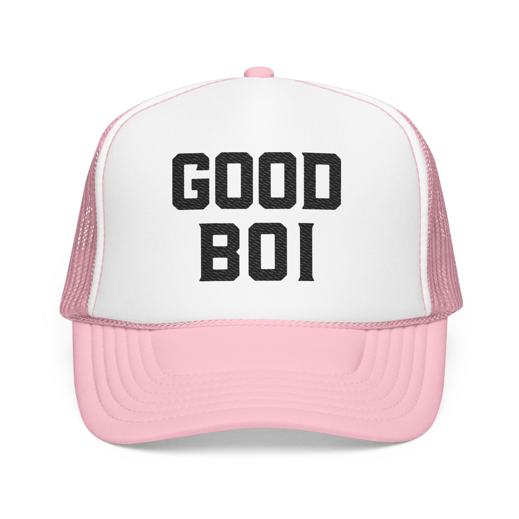 Good Boi Embroidered Trucker Hat — Classic Foam Mesh Cap