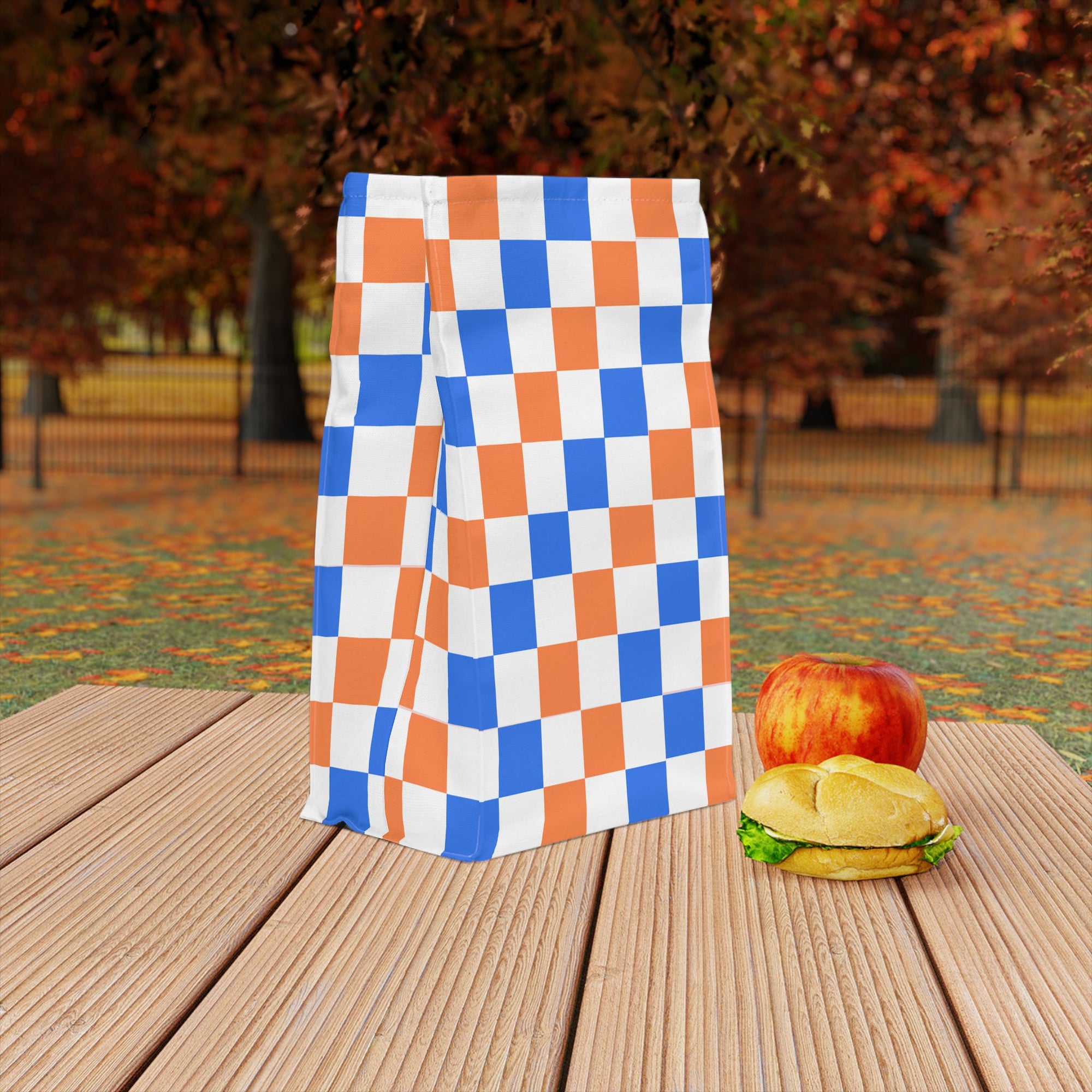 Blue & Orange Checkerboard  Lunch Bag