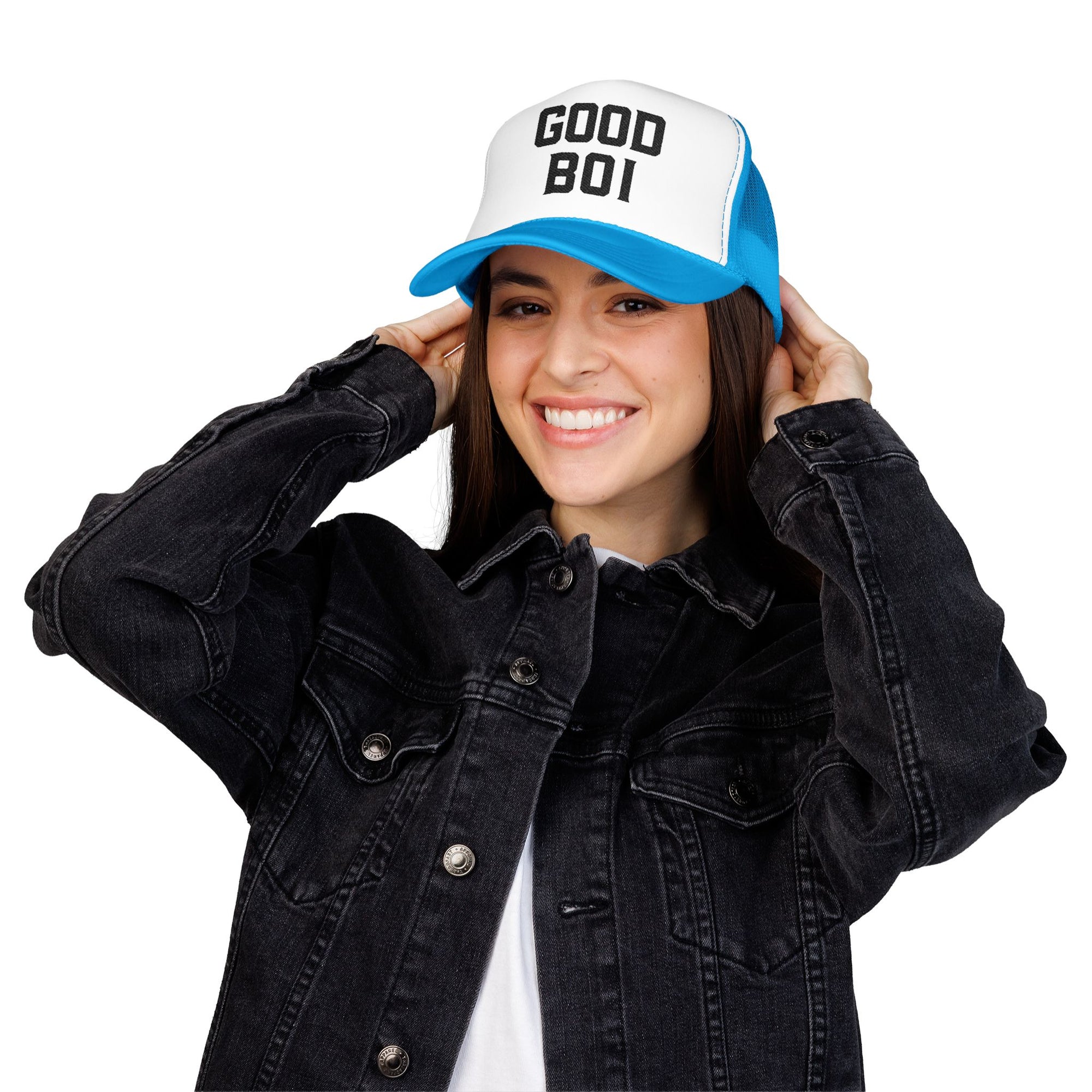 Good Boi Embroidered Trucker Hat — Classic Foam Mesh Cap