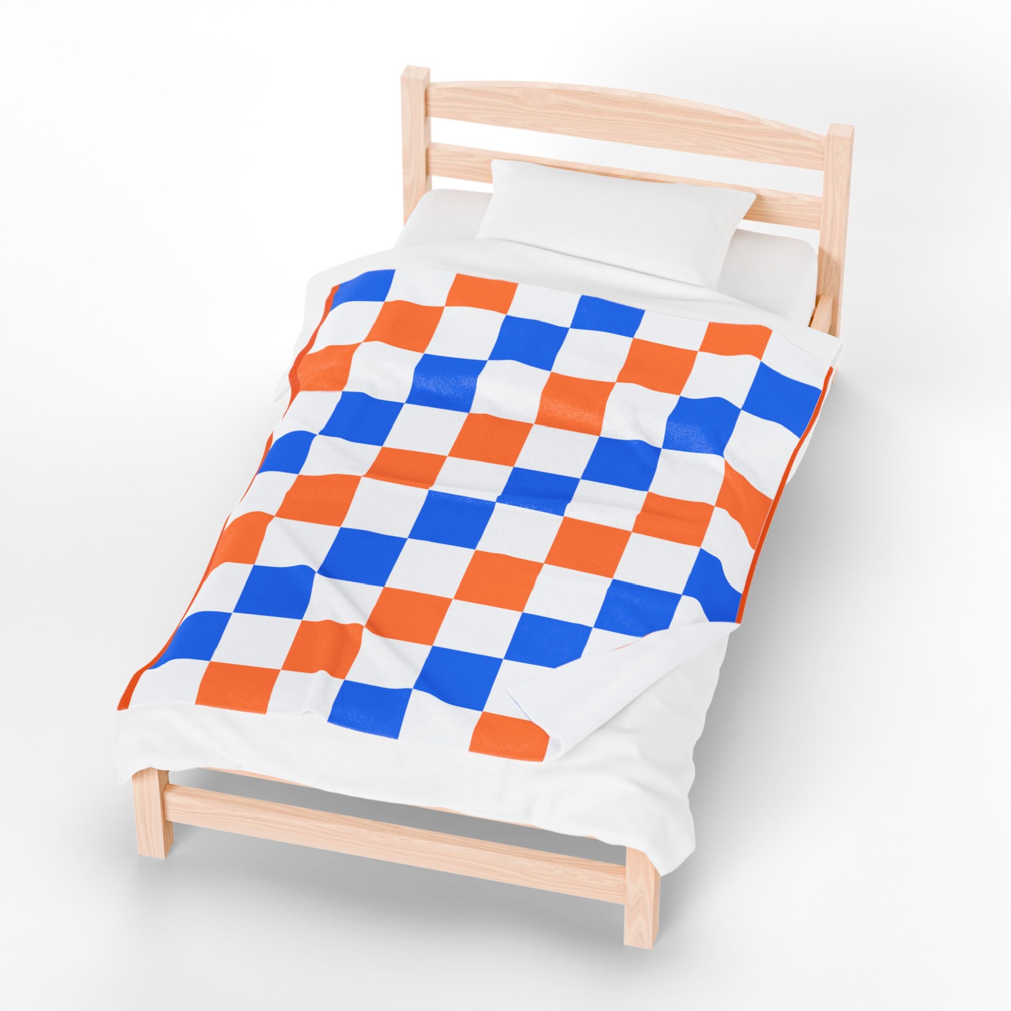 Broncos Checkered Velveteen Plush Blanket
