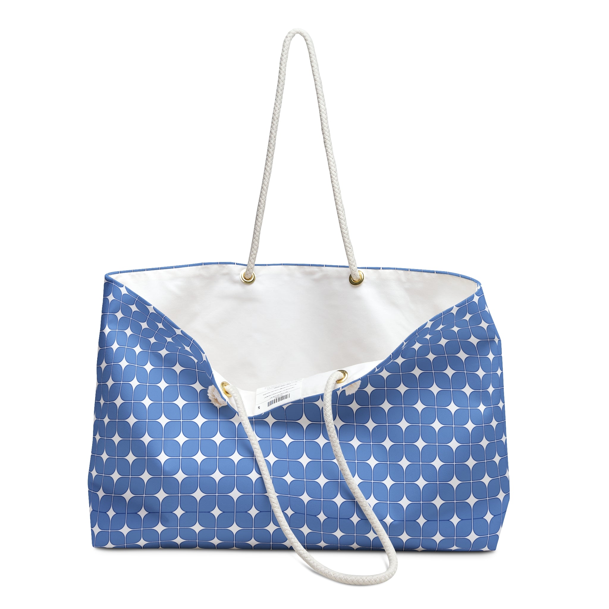 Blue Geo Star Pattern Weekender Bag – Large Travel Tote for Beach & Weekend Getaways